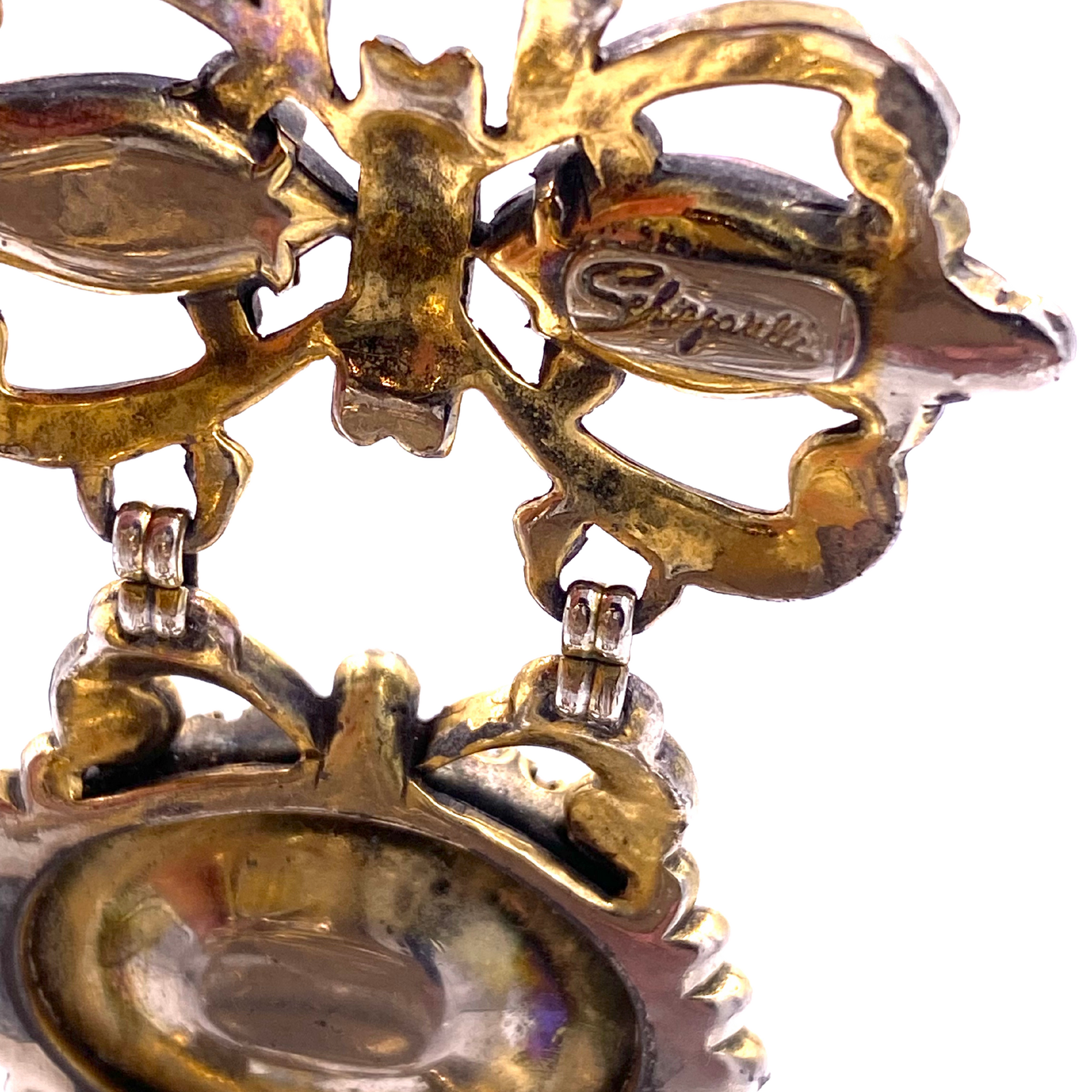 Schiaparelli Silver Bracelet with Gripoix Pastel Cabachon Stones - The Kit Vintage