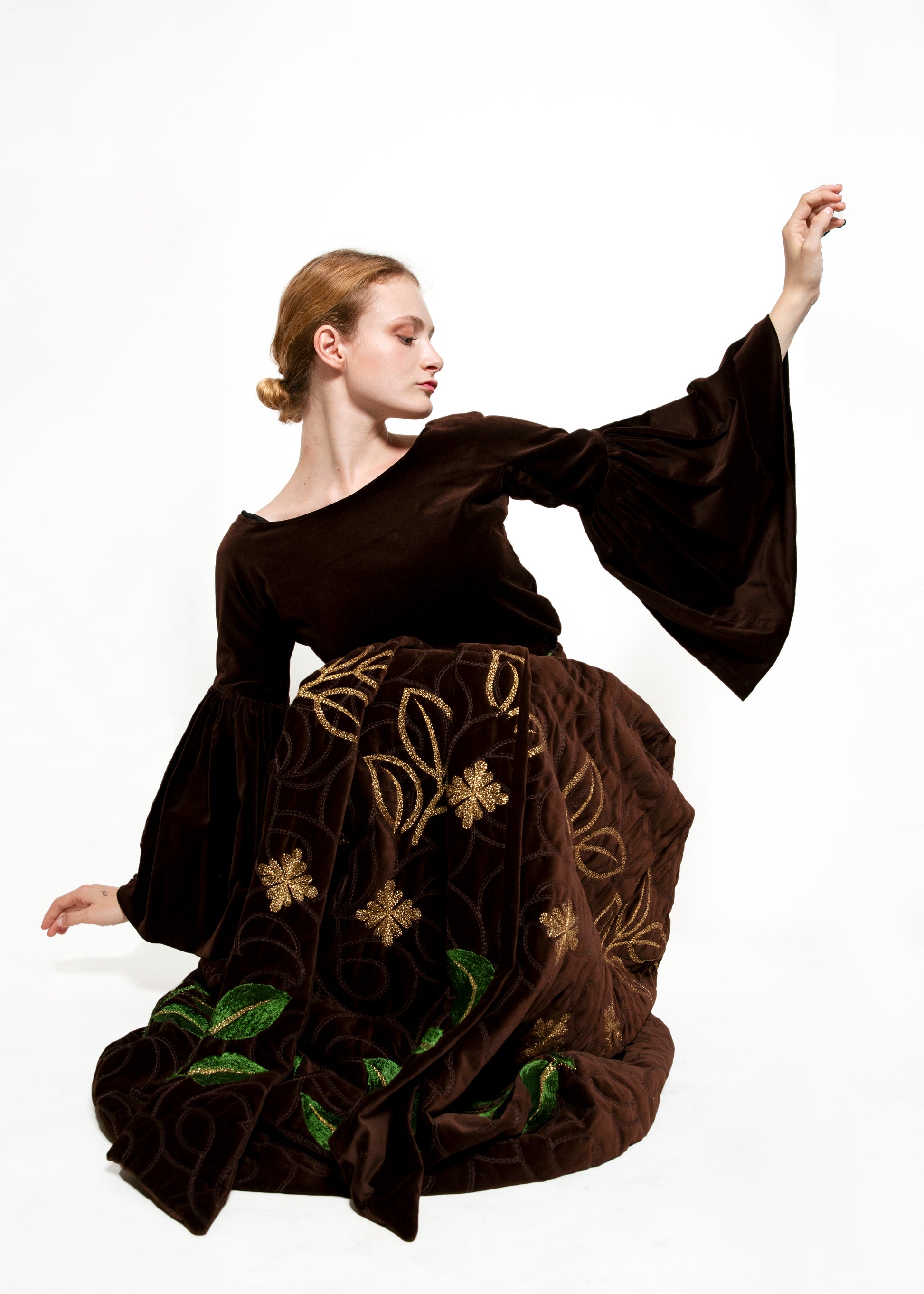 Adolfo 1969 Choc Brn Velvet Embroidered Skirt Set - The Kit Vintage