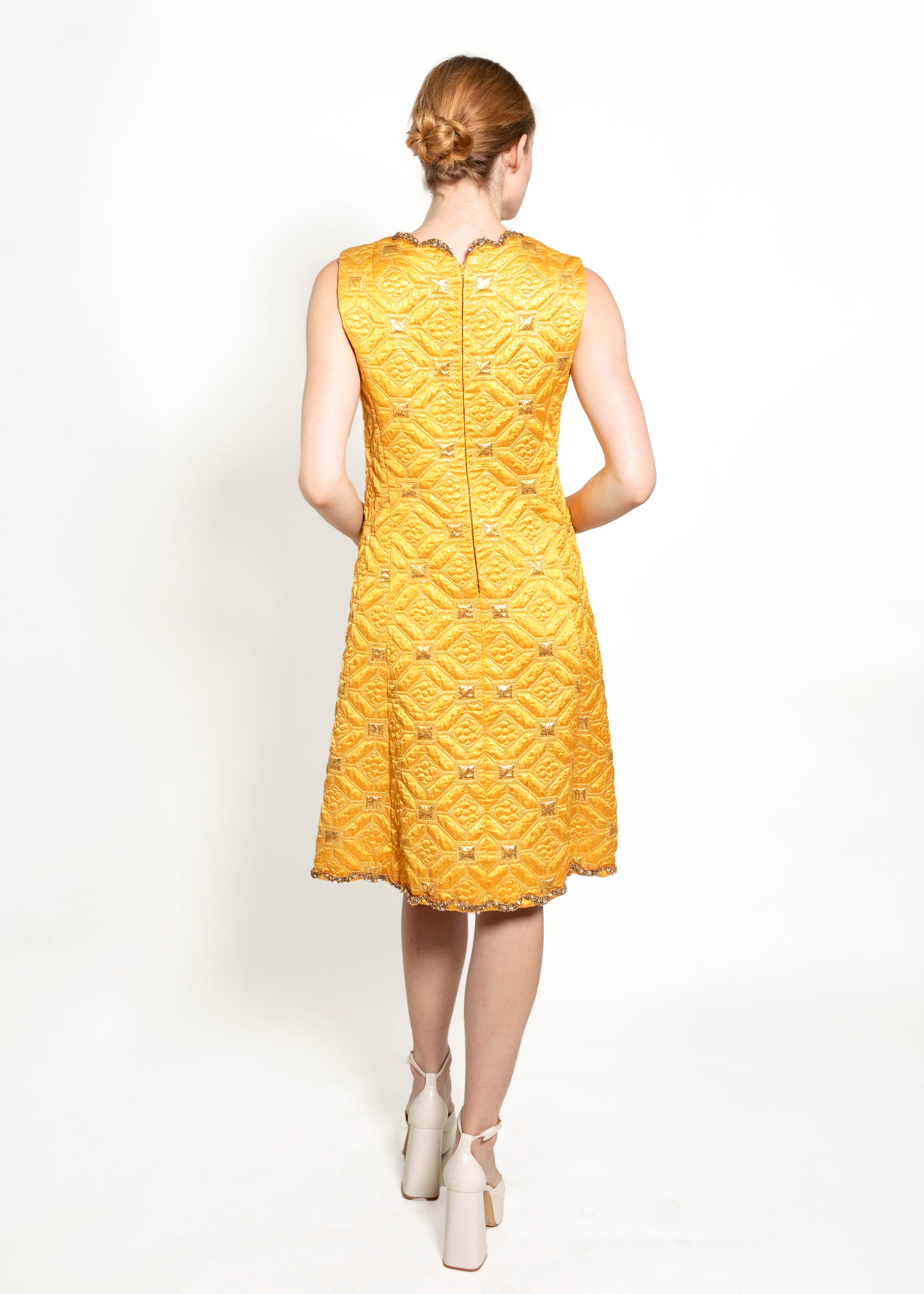 Oscar De La Renta 1968 Brocade Dress & Coat Mink Trim Set - The Kit Vintage