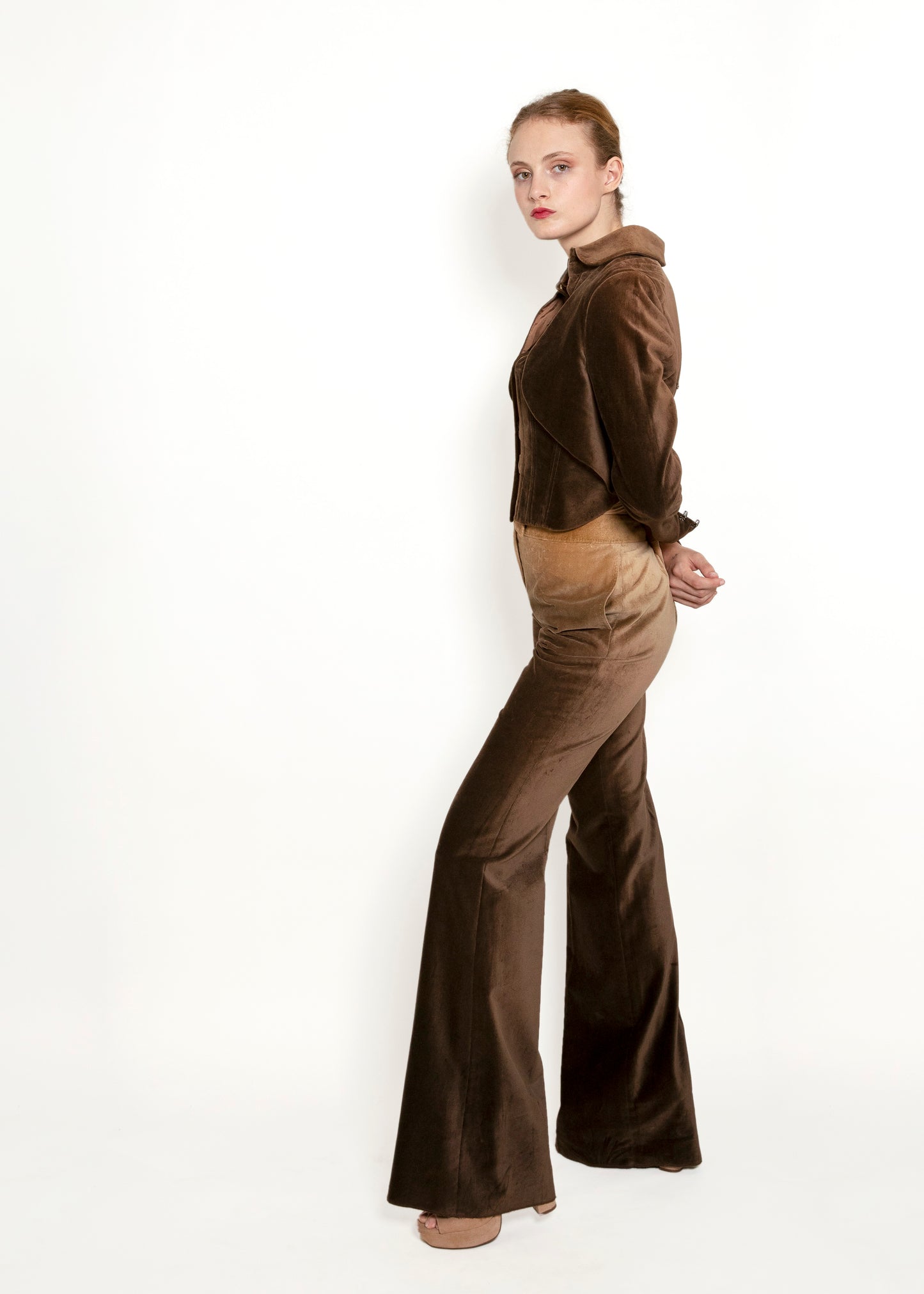 Fall 2001 Stella McCartney for Chloe Velvet Rooster Jacket & Pant Set