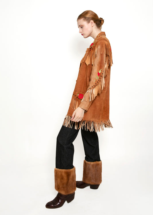Suede Fringe & Embroidered Jacket - The Kit Vintage