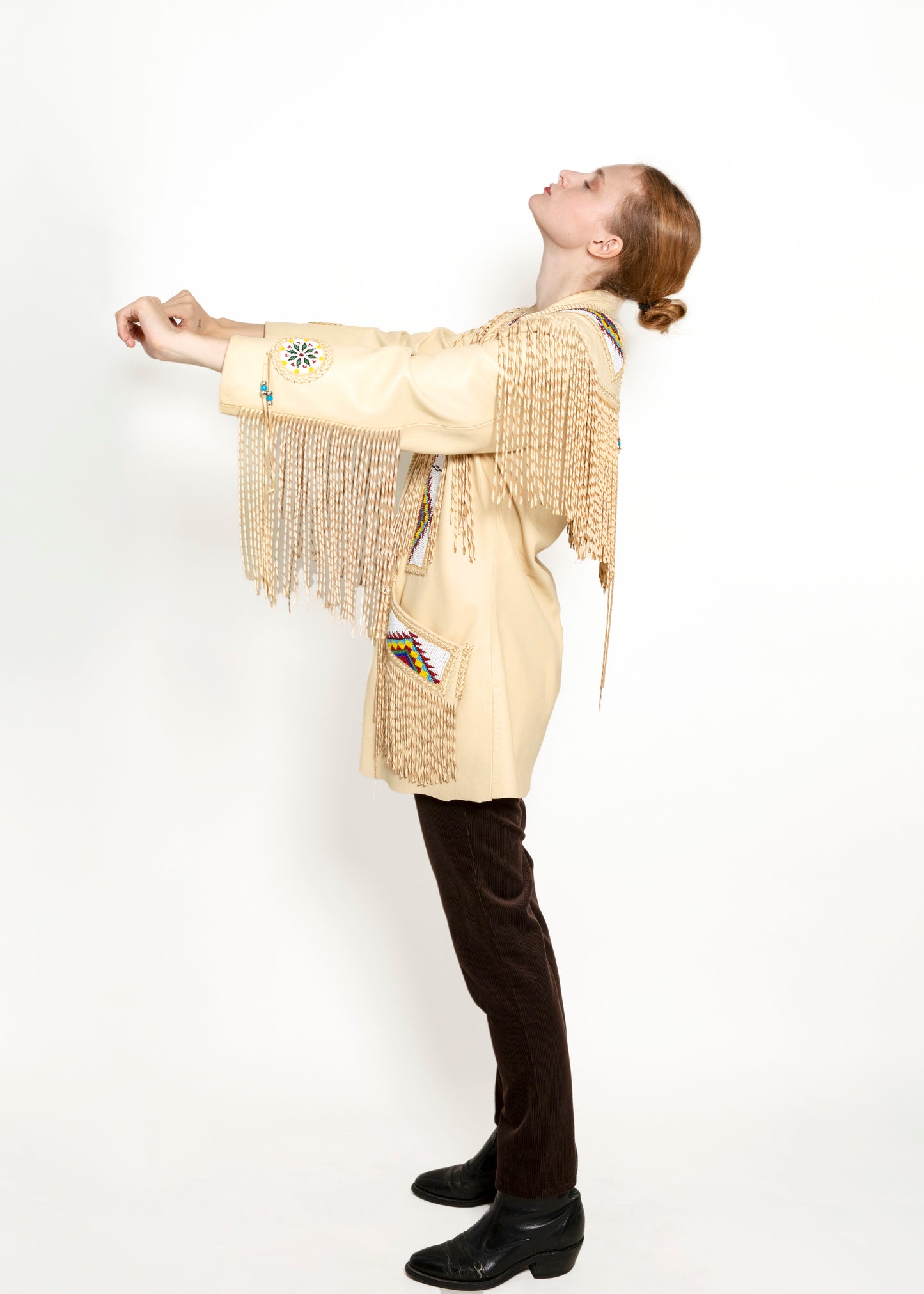 Arturo Leather Beaded Fringe Jacket