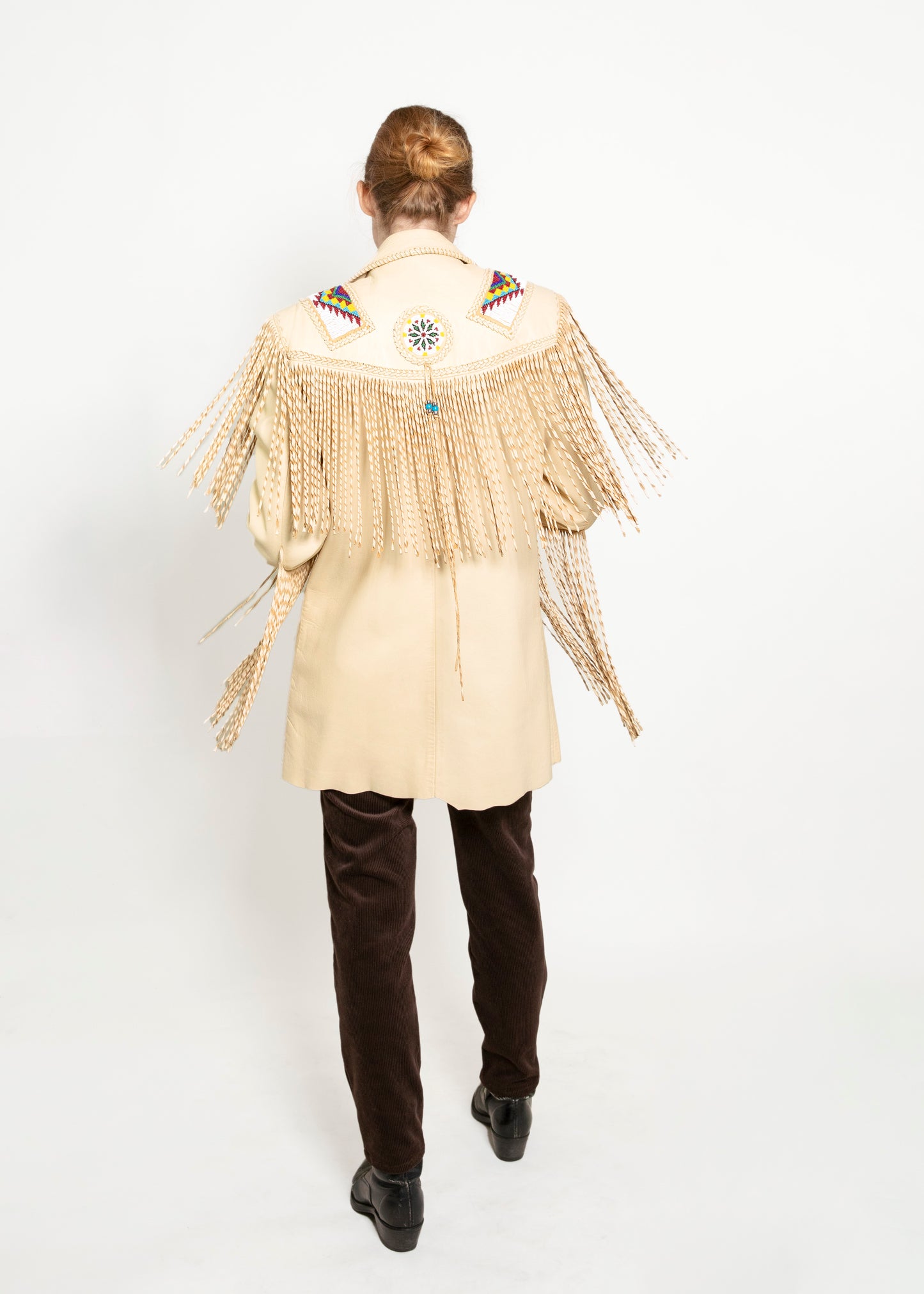 Arturo Leather Beaded Fringe Jacket