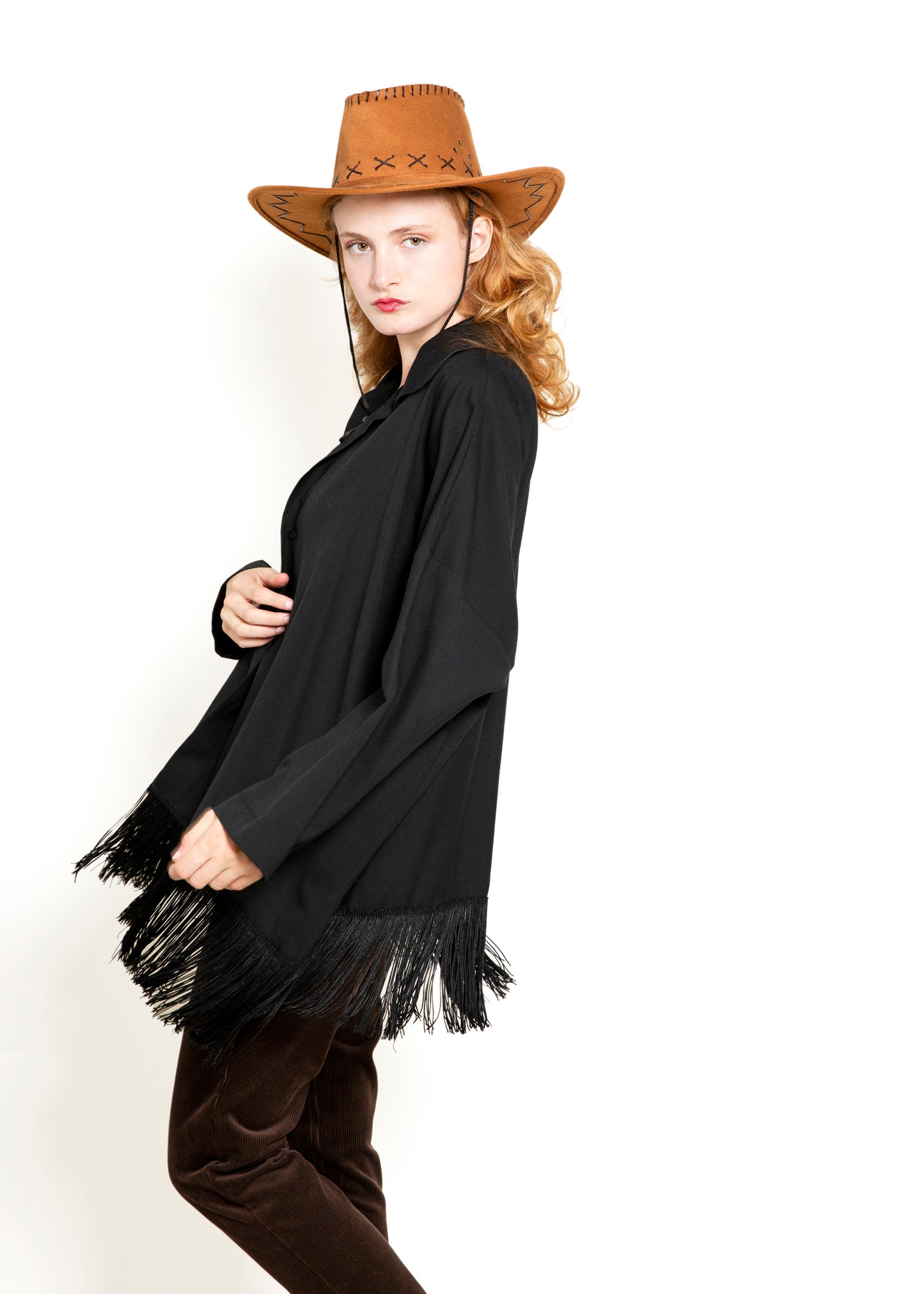 eskandar Black Fringe Top