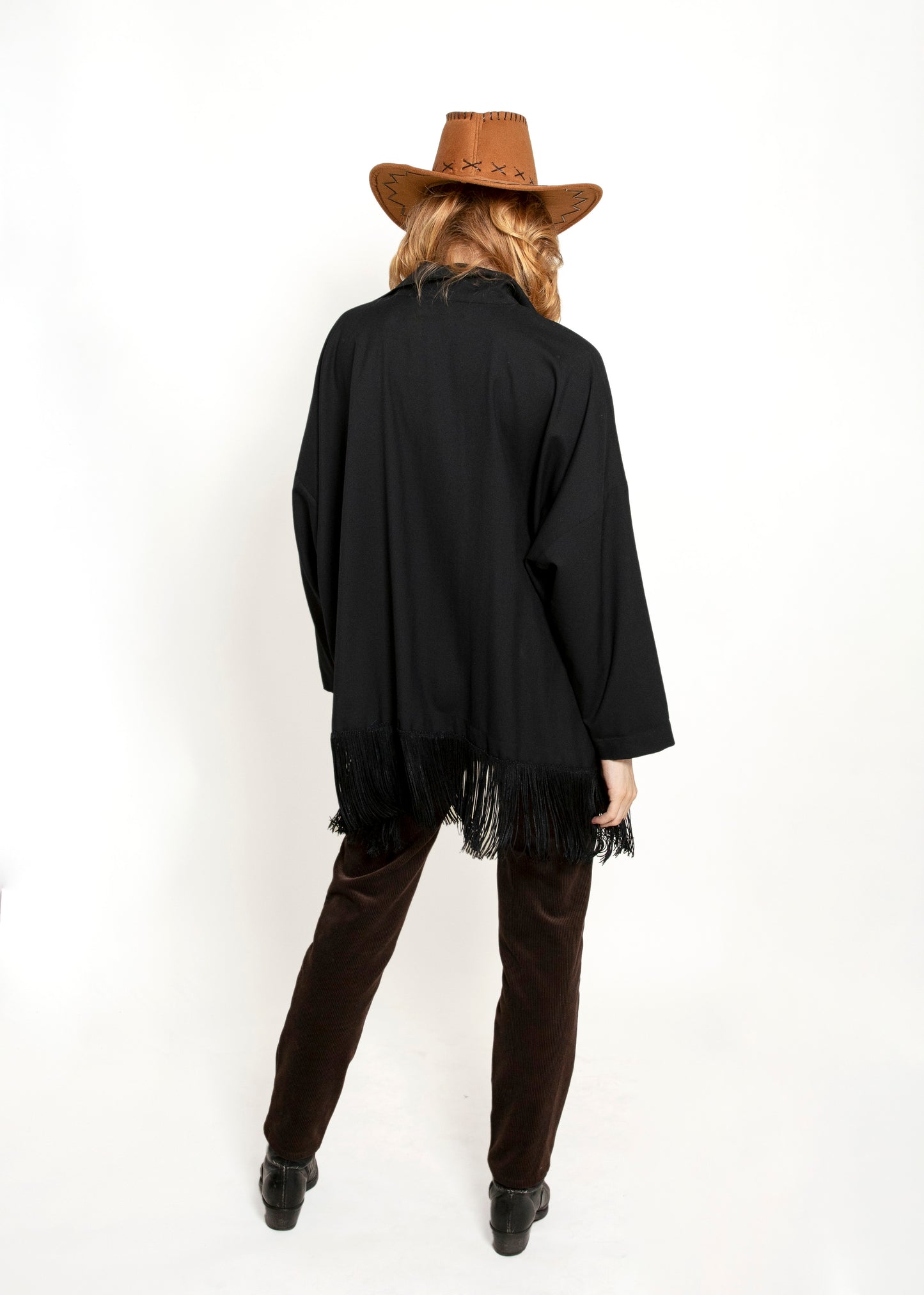 eskandar Black Fringe Top
