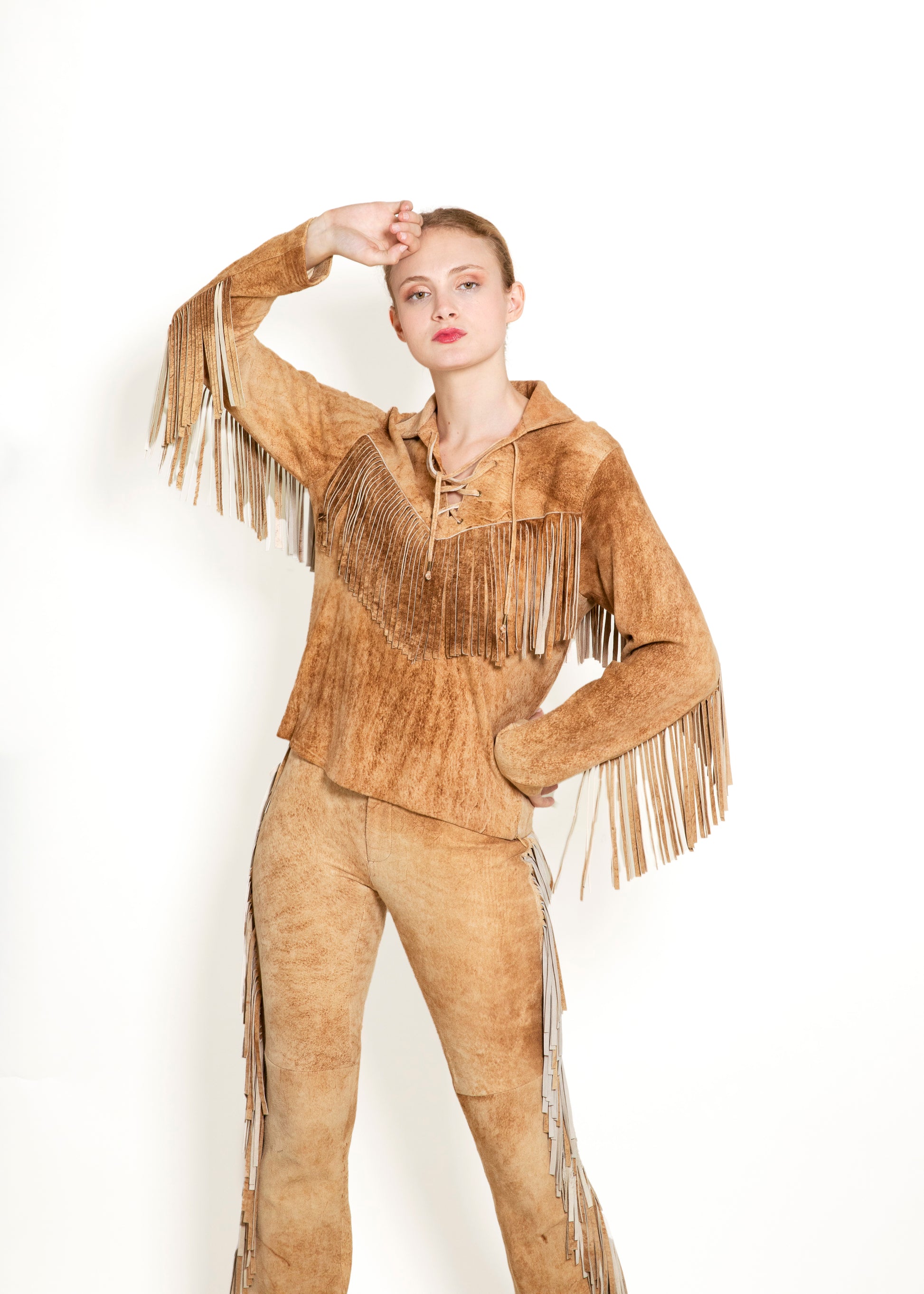 Ralph Lauren Sport Fringe Leather Top & Pant Set - The Kit Vintage