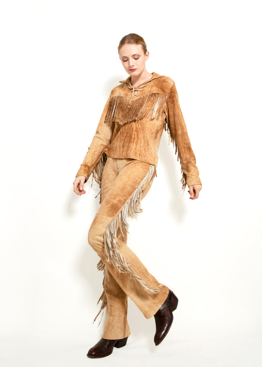 Ralph Lauren Sport Fringe Leather Top & Pant Set - The Kit Vintage