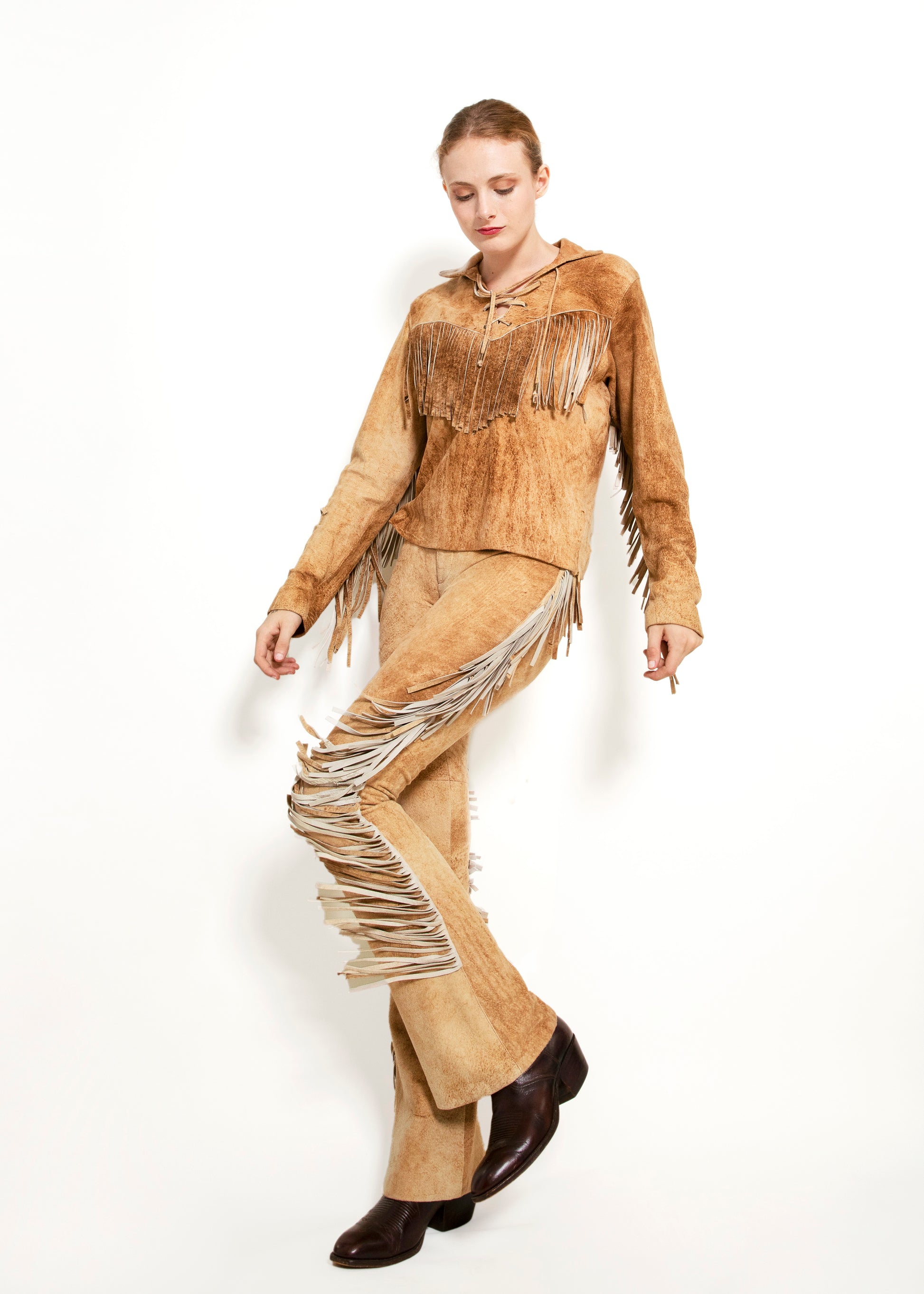 Ralph Lauren Sport Fringe Leather Top & Pant Set - The Kit Vintage