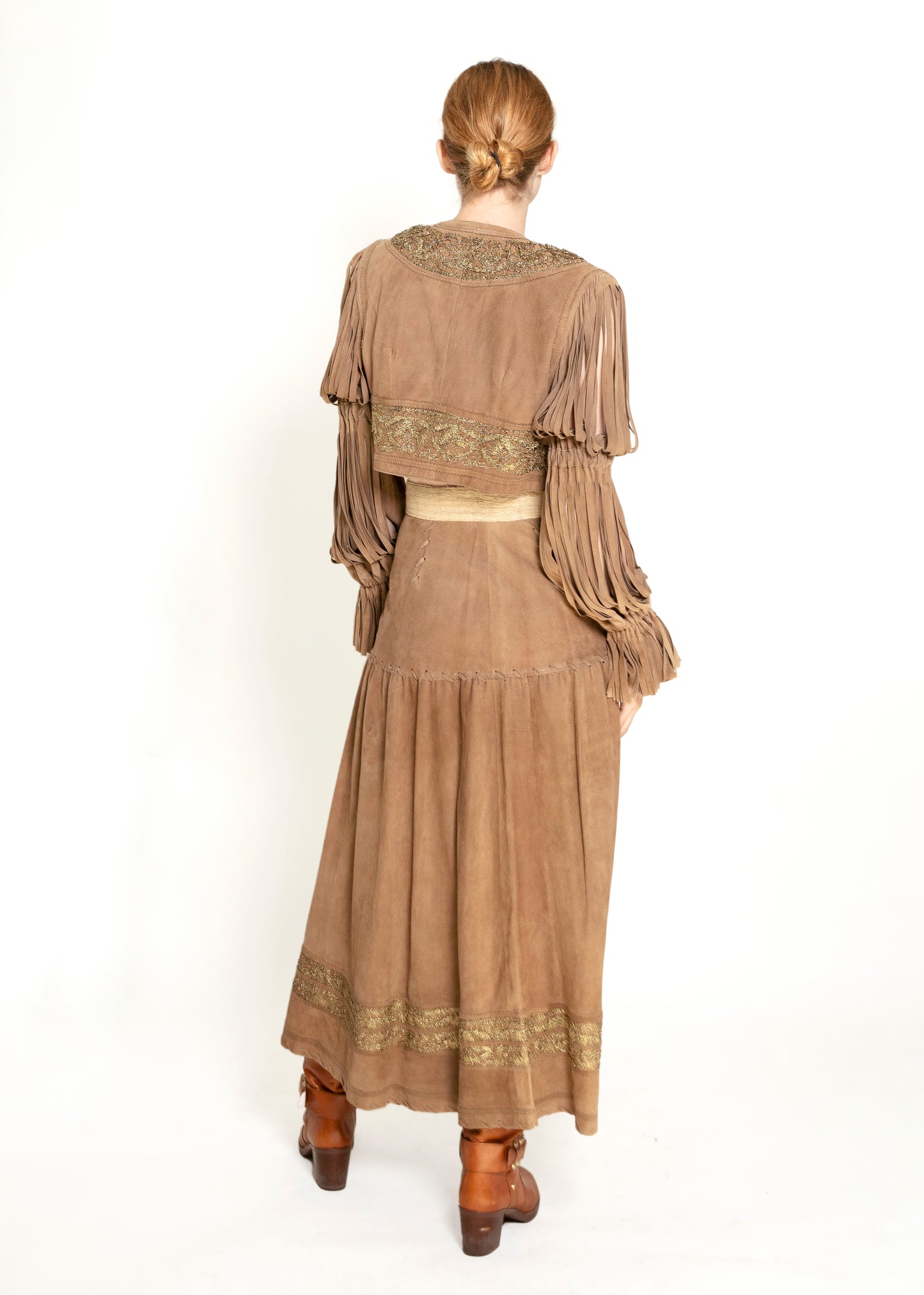 Moschino Couture Suede Fringe Skirt & Jacket Set