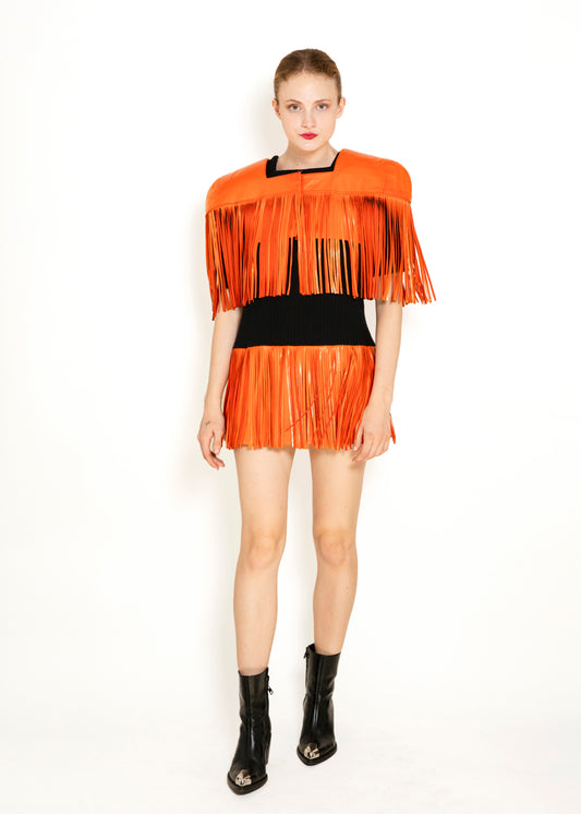 Paco Rabanne Leather Fringe Dress with Bolero - The Kit Vintage