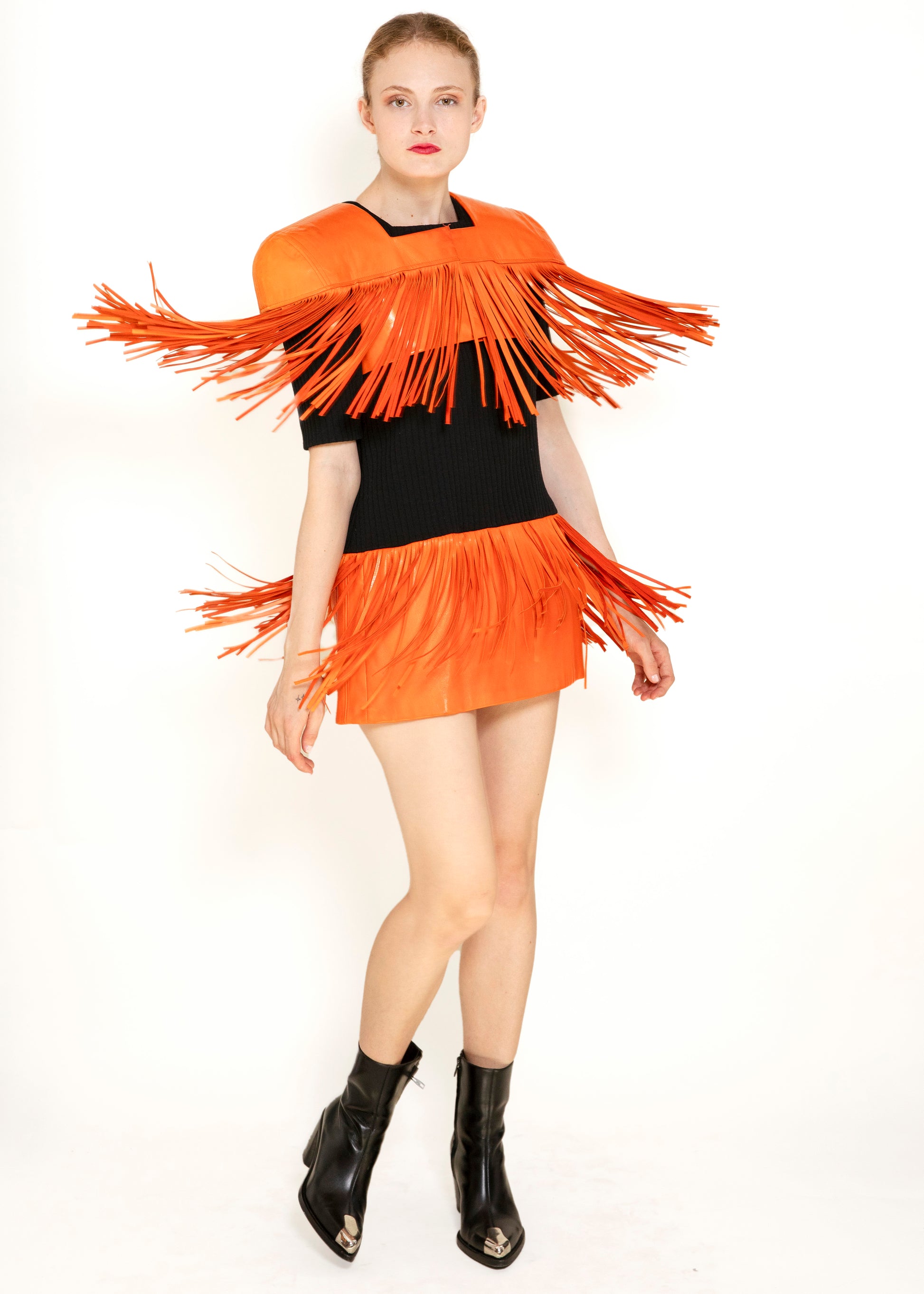 Paco Rabanne Leather Fringe Dress with Bolero - The Kit Vintage