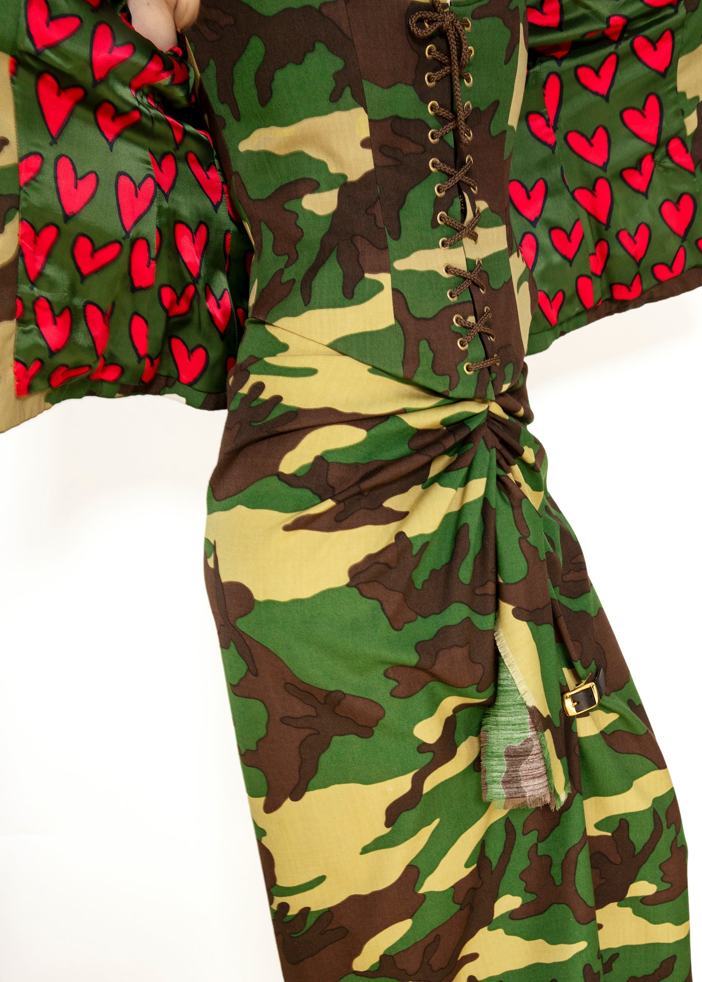 Moschino Couture Camouflage 3 Pc Skirt, Jacket, & Corset Set