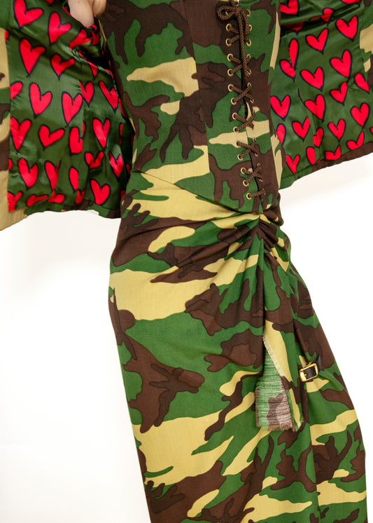 Moschino Couture Camouflage 3 Pc Skirt, Jacket, & Corset Set - The Kit Vintage