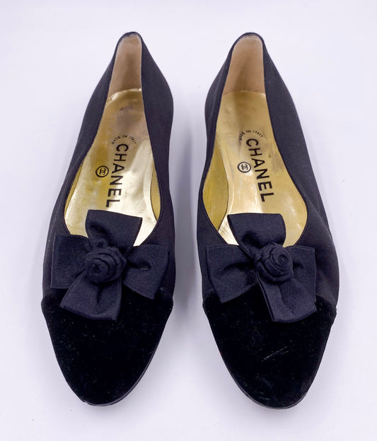 Chanel Black Bow Flats