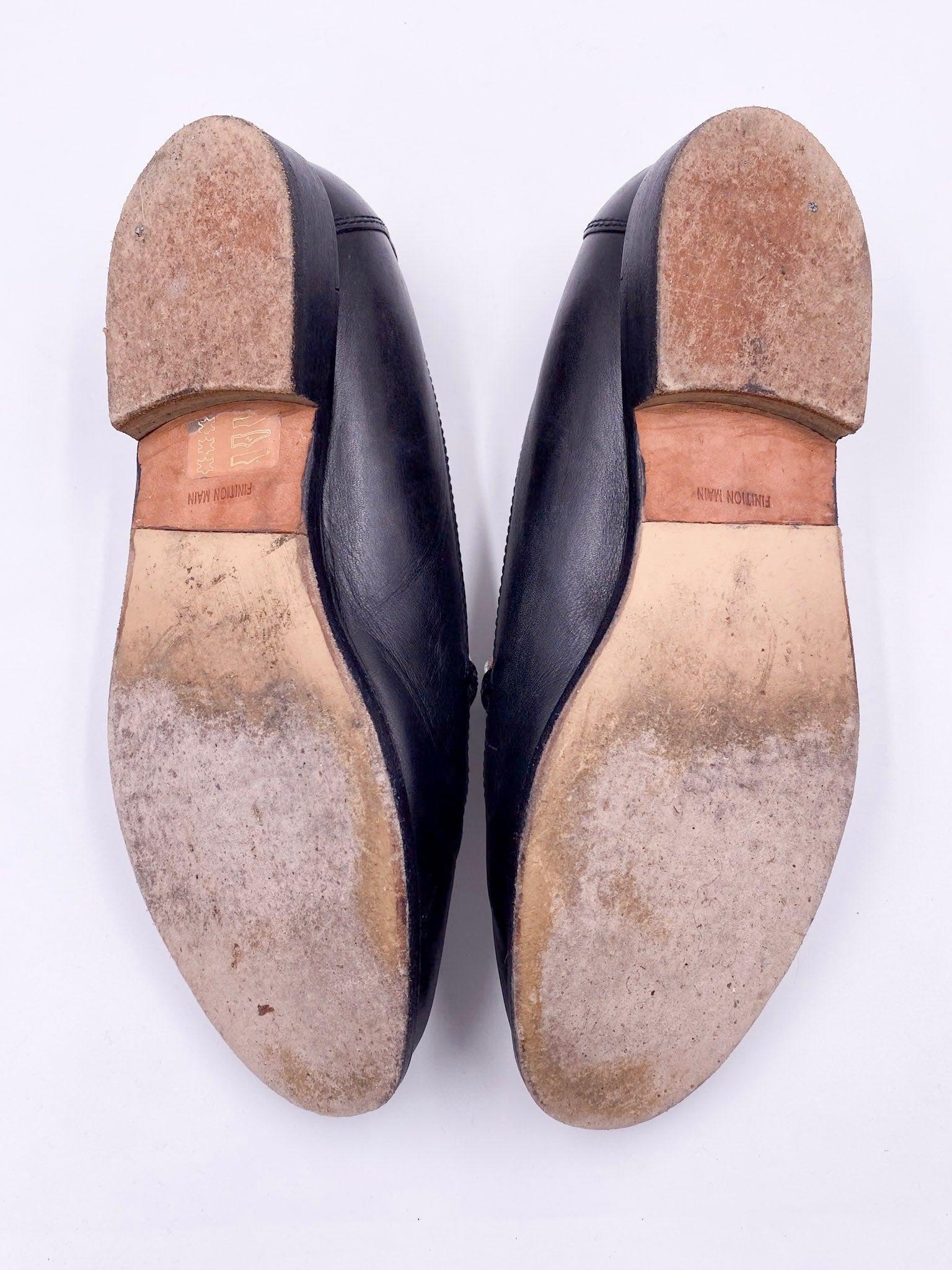 Chanel Black/White Loafers with Gold Emblem - The Kit Vintage