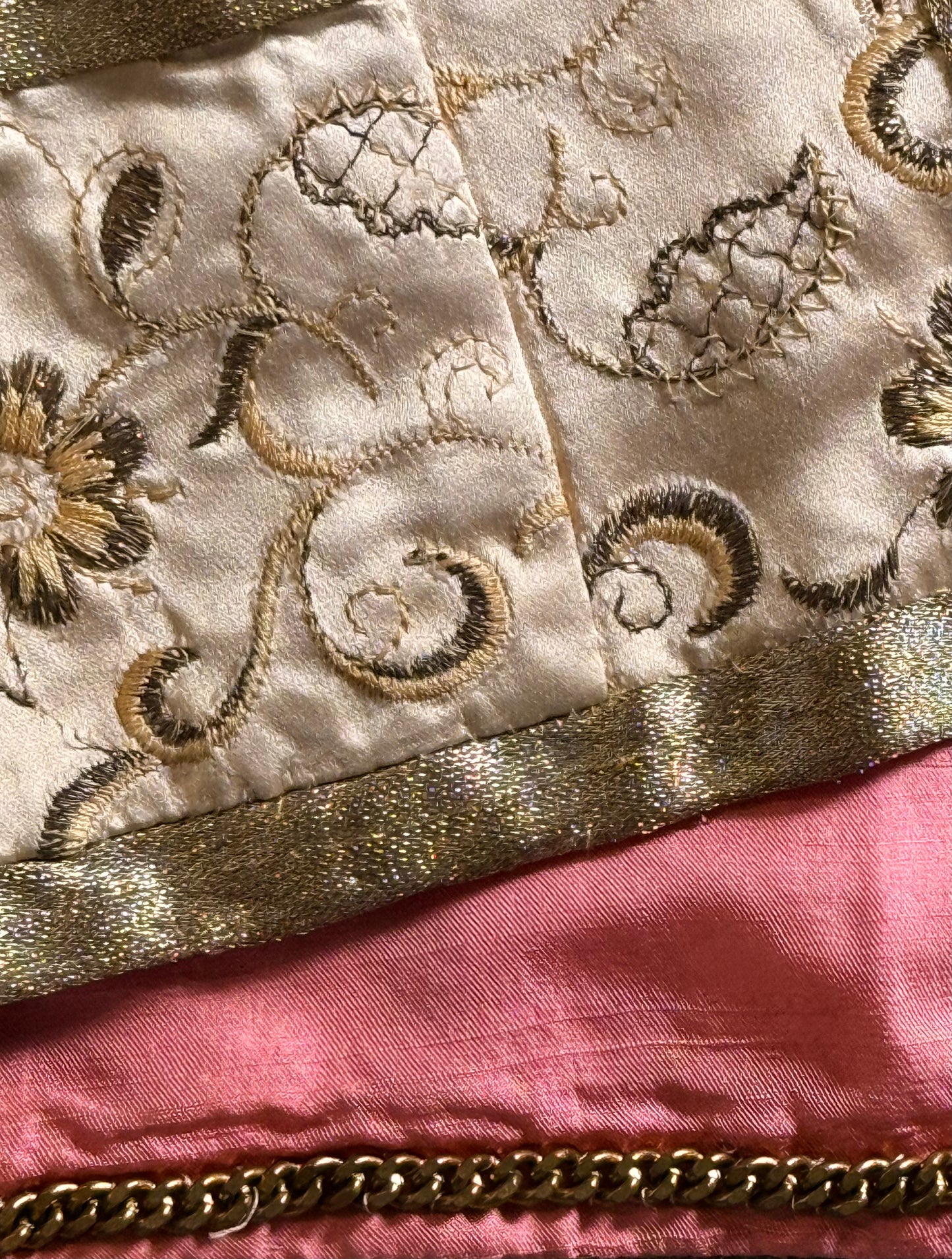 Chanel Haute Couture Silk Skirt Suit With Metal Thread Embroidery