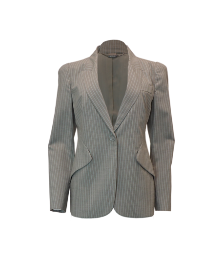 Alexander McQueen Pinstriped Suit, Vintage Pre-Fall 2010, luxury vintage suit set
