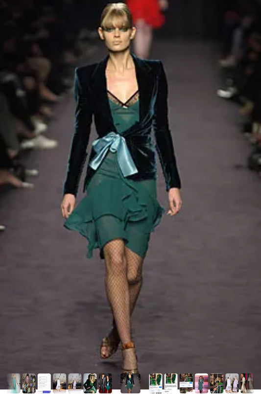 Tom Ford for YSL 2003 Turquoise Midi Ruffle Dress - The Kit Vintage