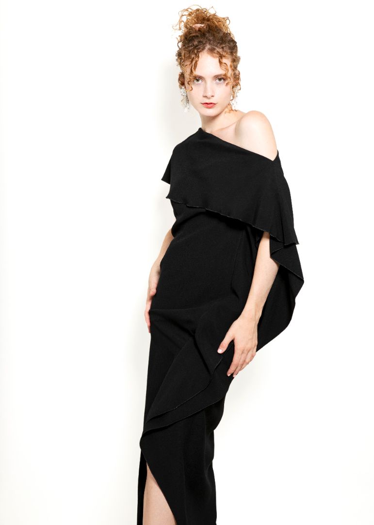 Ralph Lauren Purple Label Black One Shoulder Long Dress - The Kit Vintage
