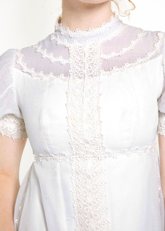 Vintage 1970's White Gown with Train - The Kit Vintage