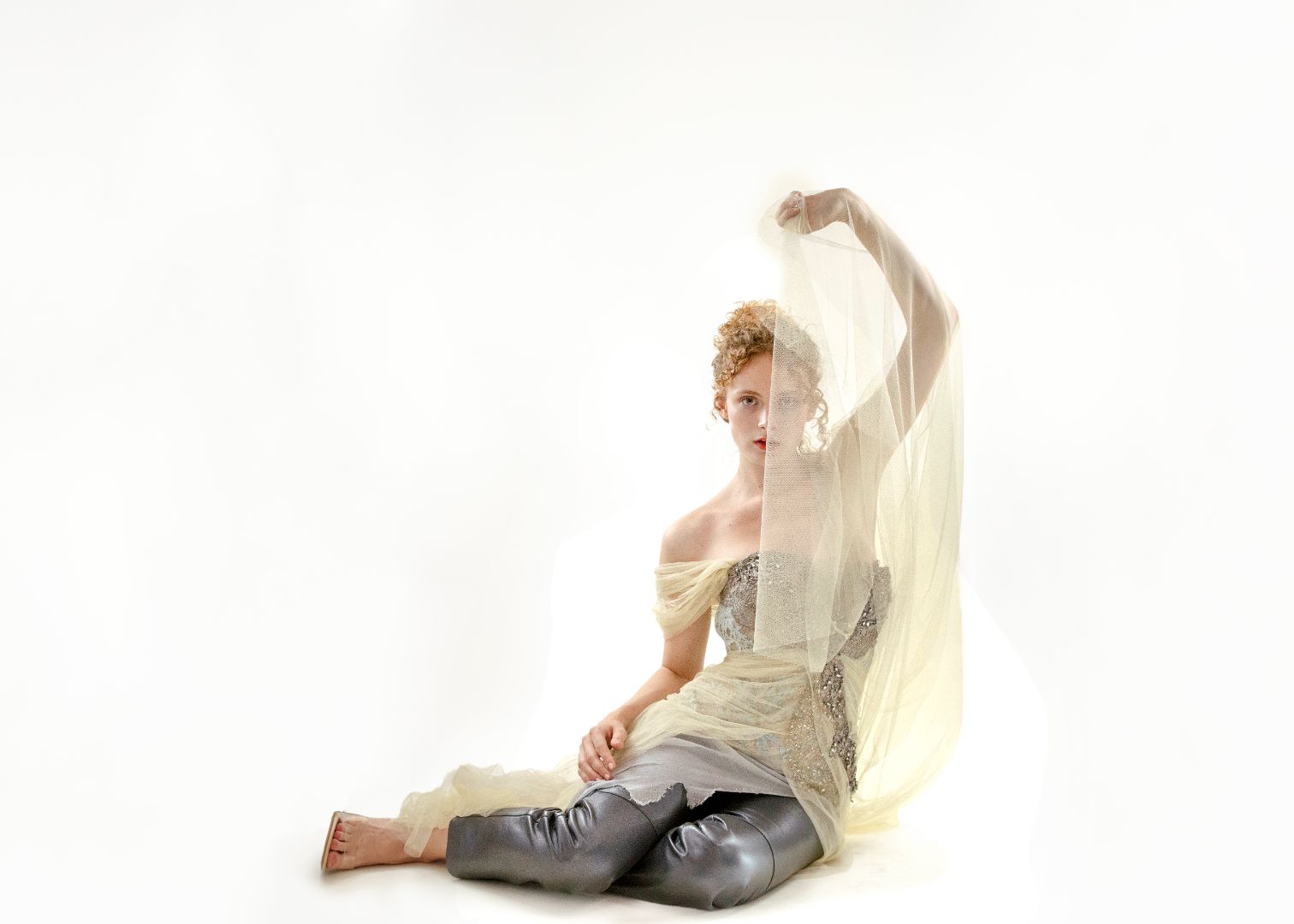 Trash Couture Paris Cream beaded Silk Tulle Corset - The Kit Vintage