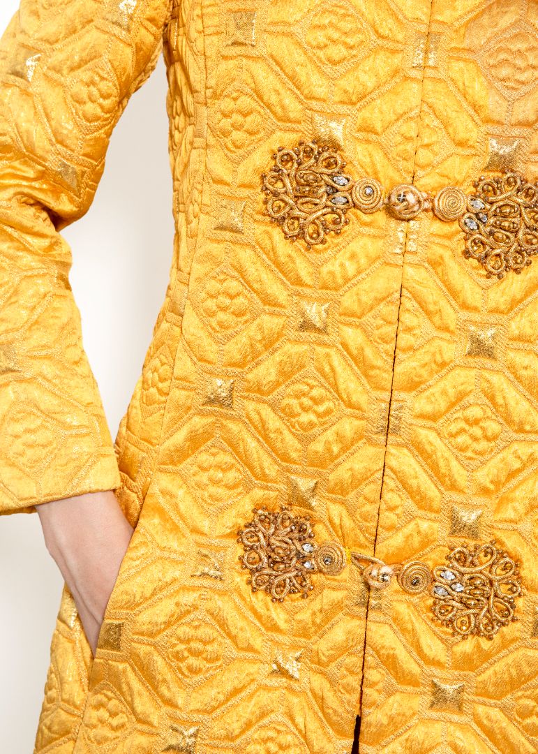 Oscar De La Renta 1968 Brocade Dress & Coat Mink Trim Set - The Kit Vintage