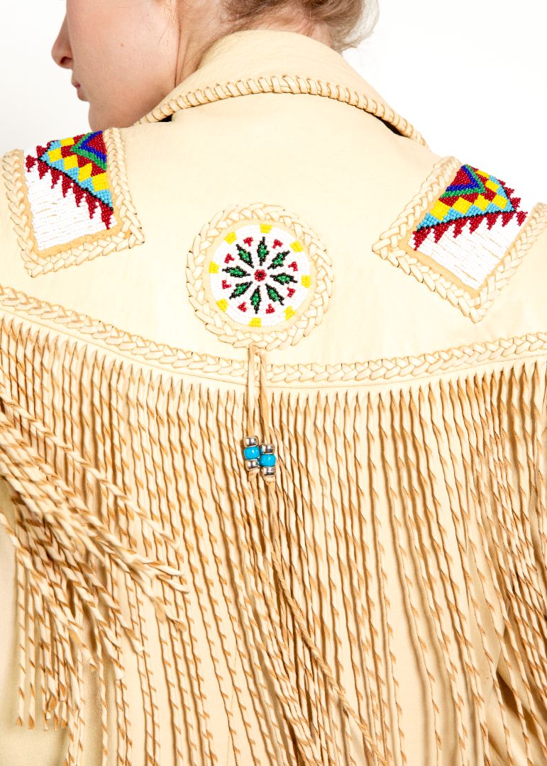 Arturo Leather Beaded Fringe Jacket