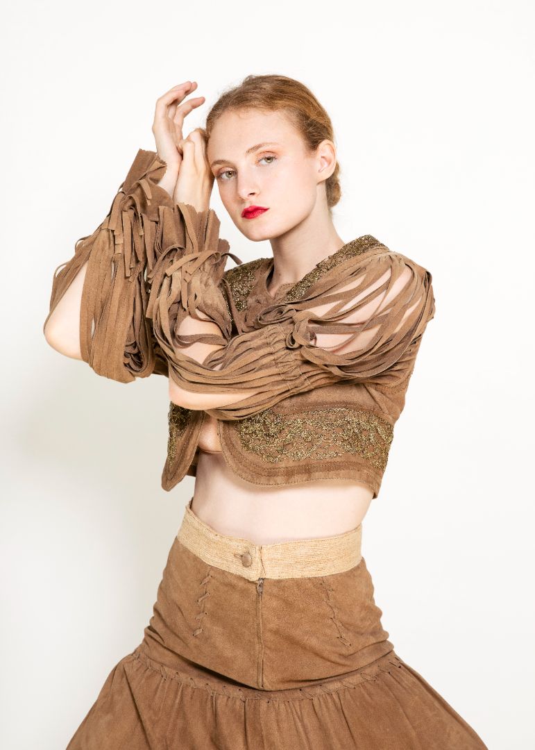 Moschino Couture Suede Fringe Skirt & Jacket Set - The Kit Vintage