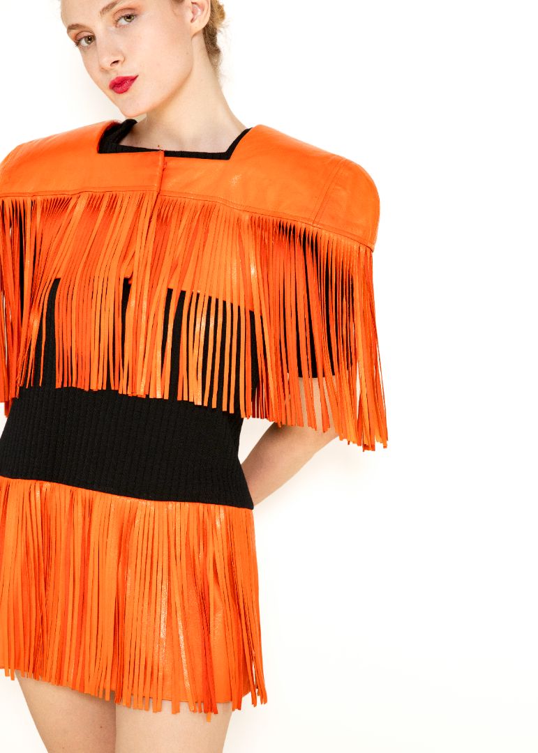 Paco Rabanne Leather Fringe Dress with Bolero - The Kit Vintage