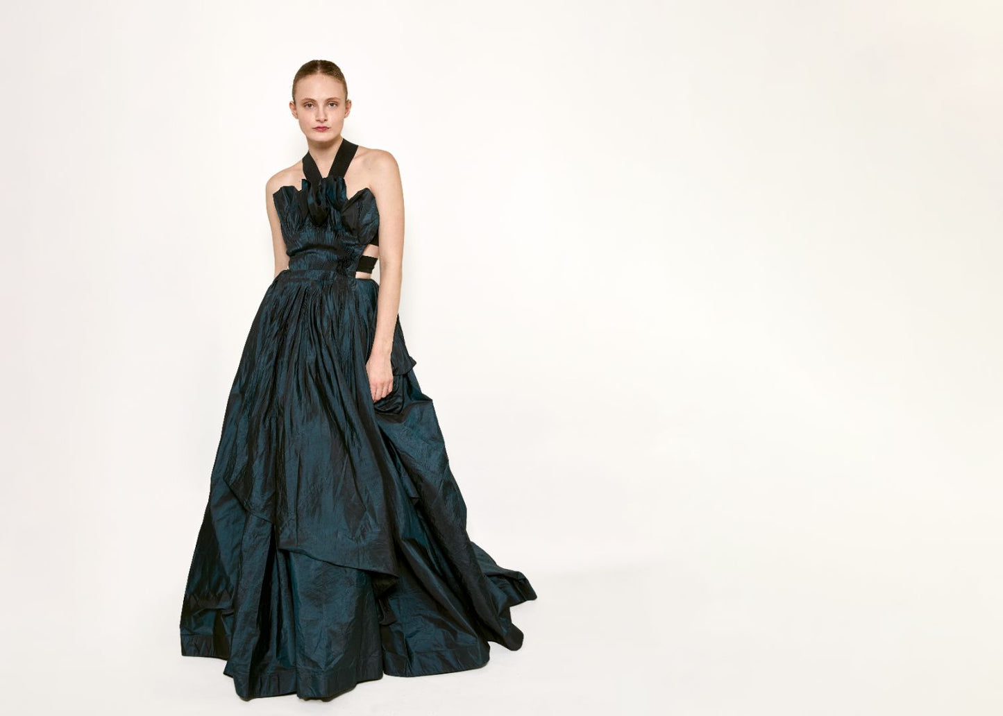 Donna Karan 2000’s Iridescent Blue Taffeta Gown - The Kit Vintage