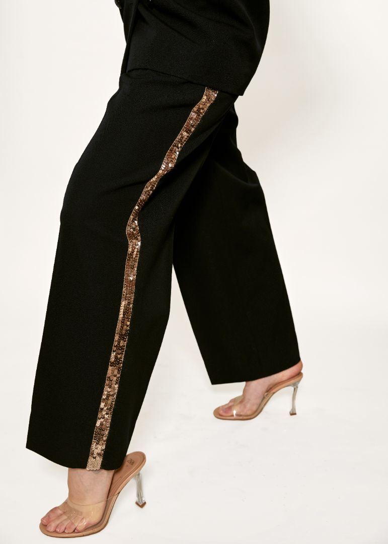 Yves Saint Laurent Tuxedo Blazer with Gold Sequin Tuxedo Stripe Pants
