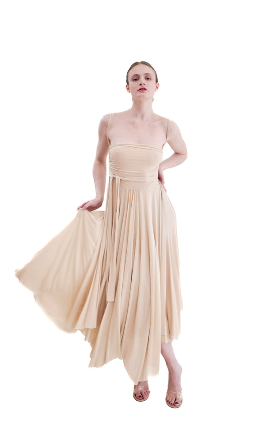 Plein Sud 1990’s Jersey Ivory Grecian Style Dress - The Kit Vintage