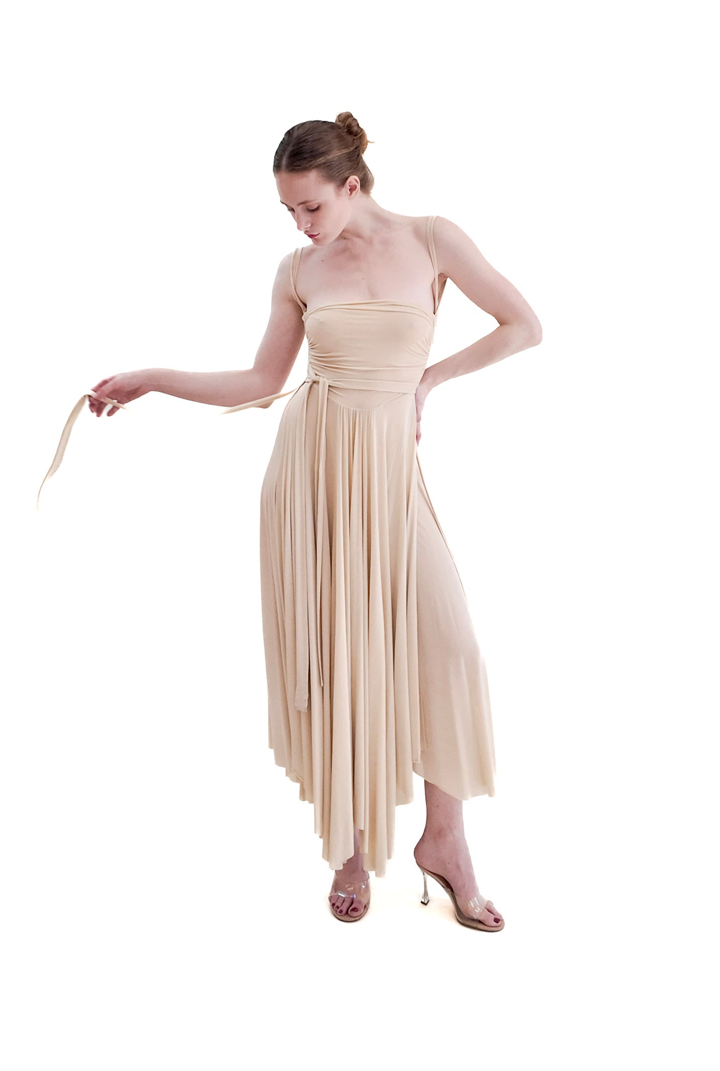 Plein Sud 1990’s Jersey Ivory Grecian Style Dress - The Kit Vintage