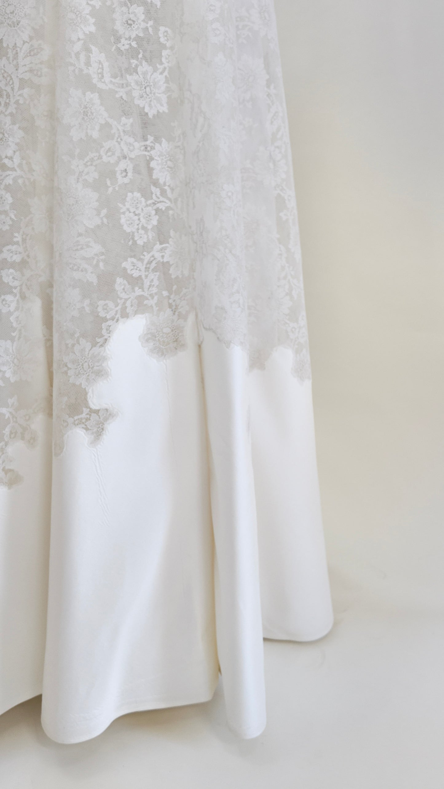 1957 Vintage White Satin & Lace Wedding Dress