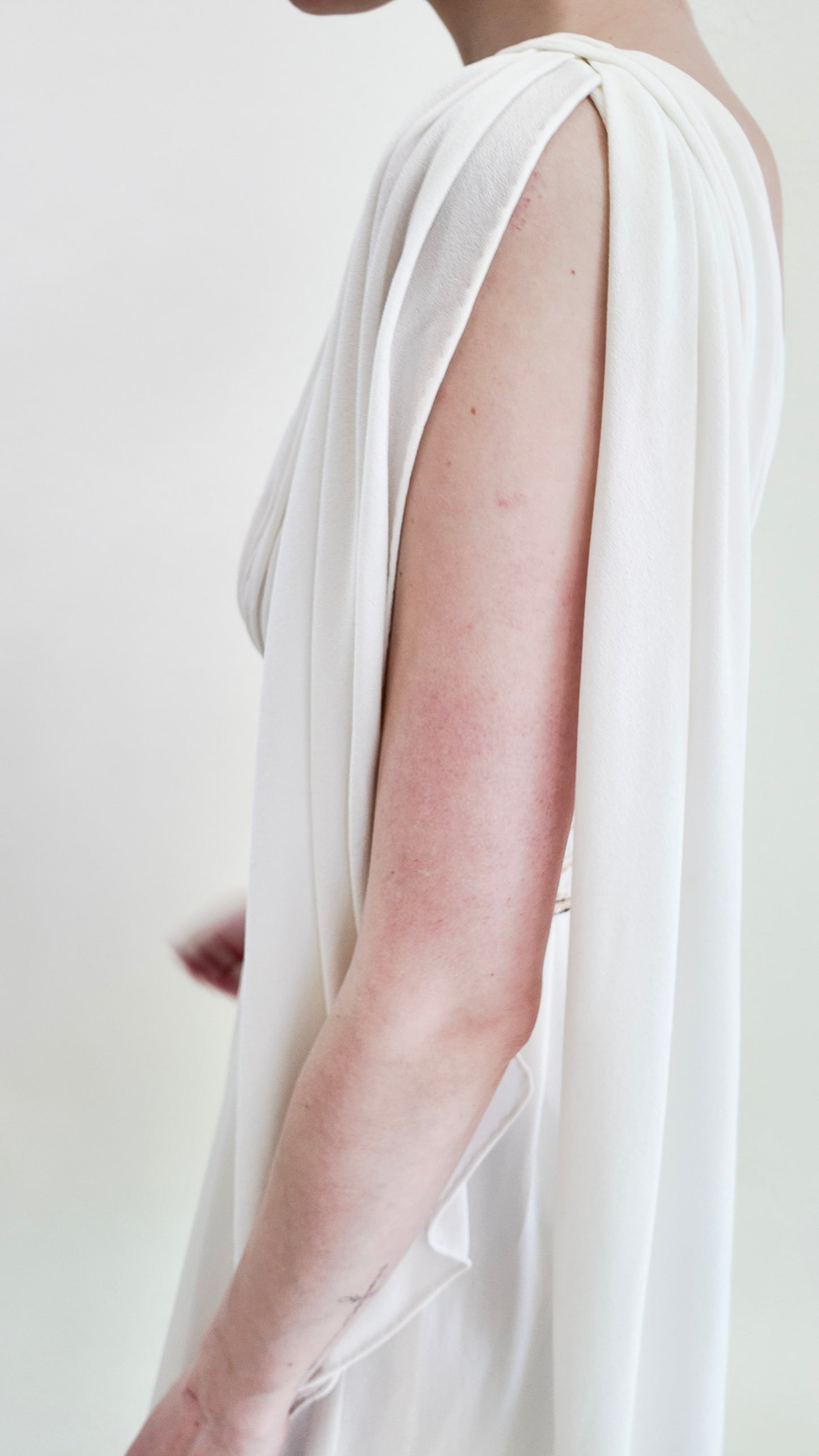 Claude Riha White Angel Wing Dress With Beaded Waistline