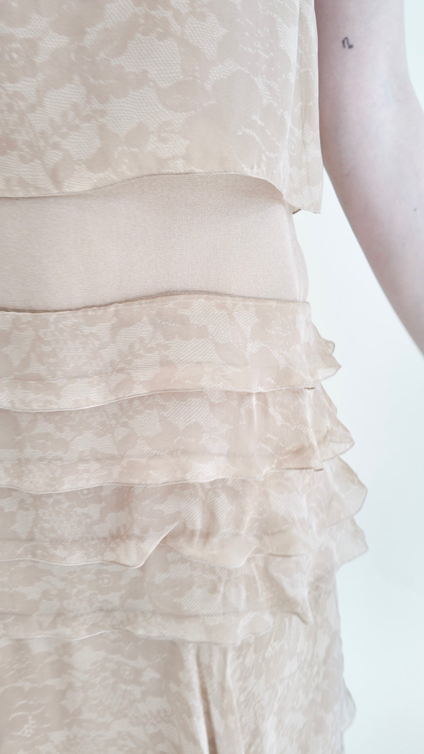 Chanel Fall 2002 Tan Silk Dropped Waist Dress