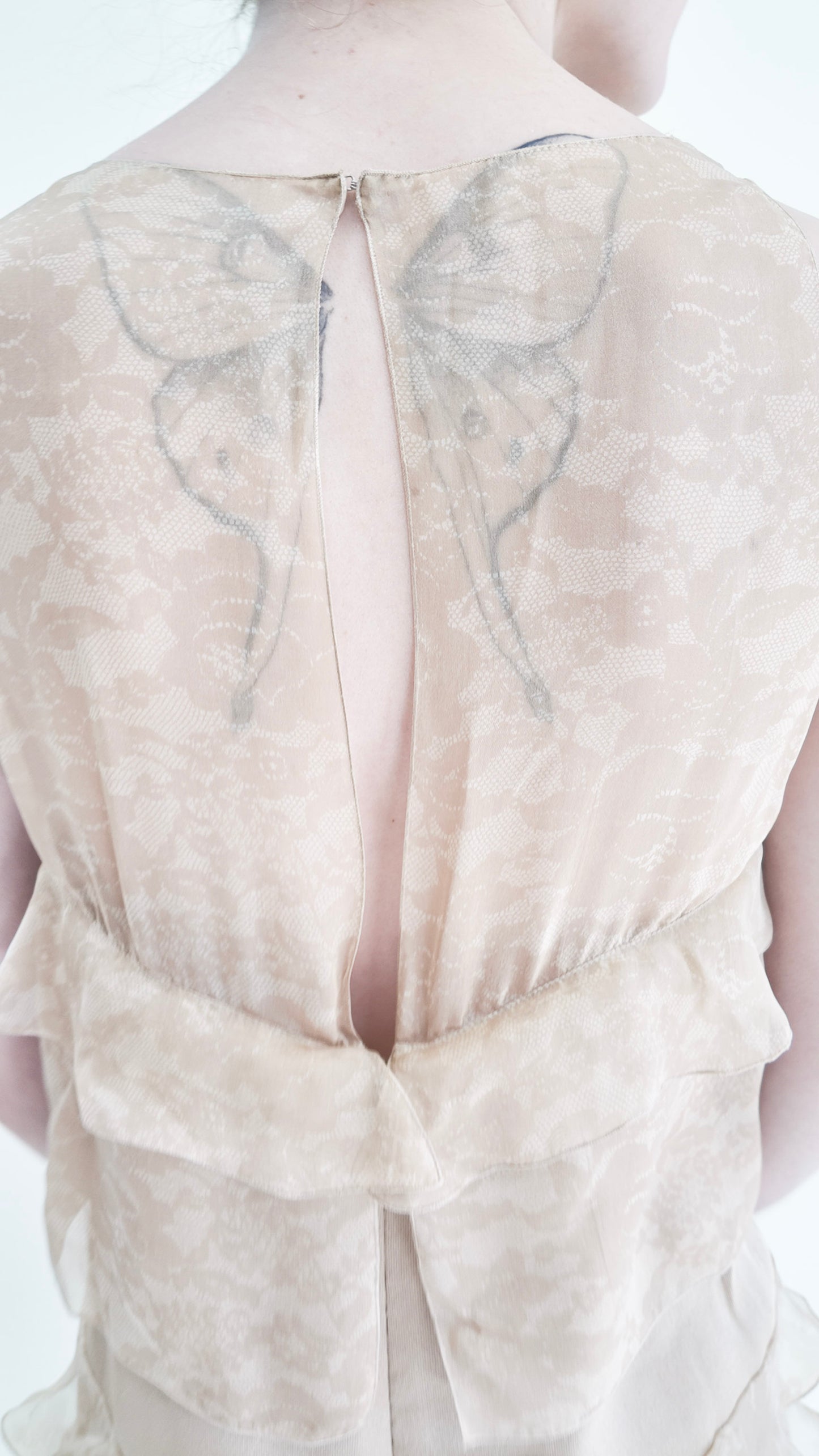 Chanel Fall 2002 Tan Silk Dropped Waist Dress