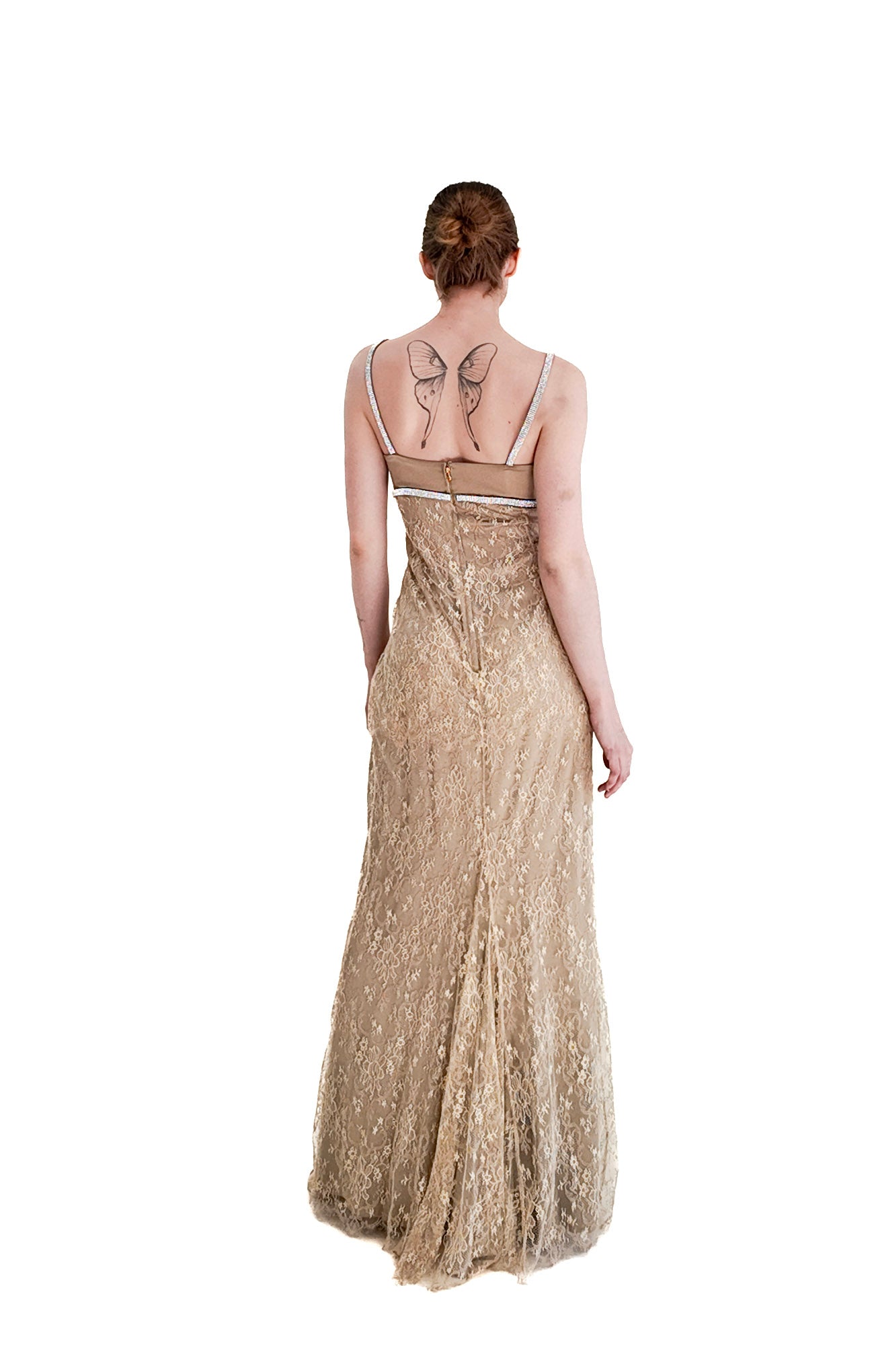 Dolce & Gabbana Gold Lace Dress W Rhinestone Empire Waist - The Kit Vintage