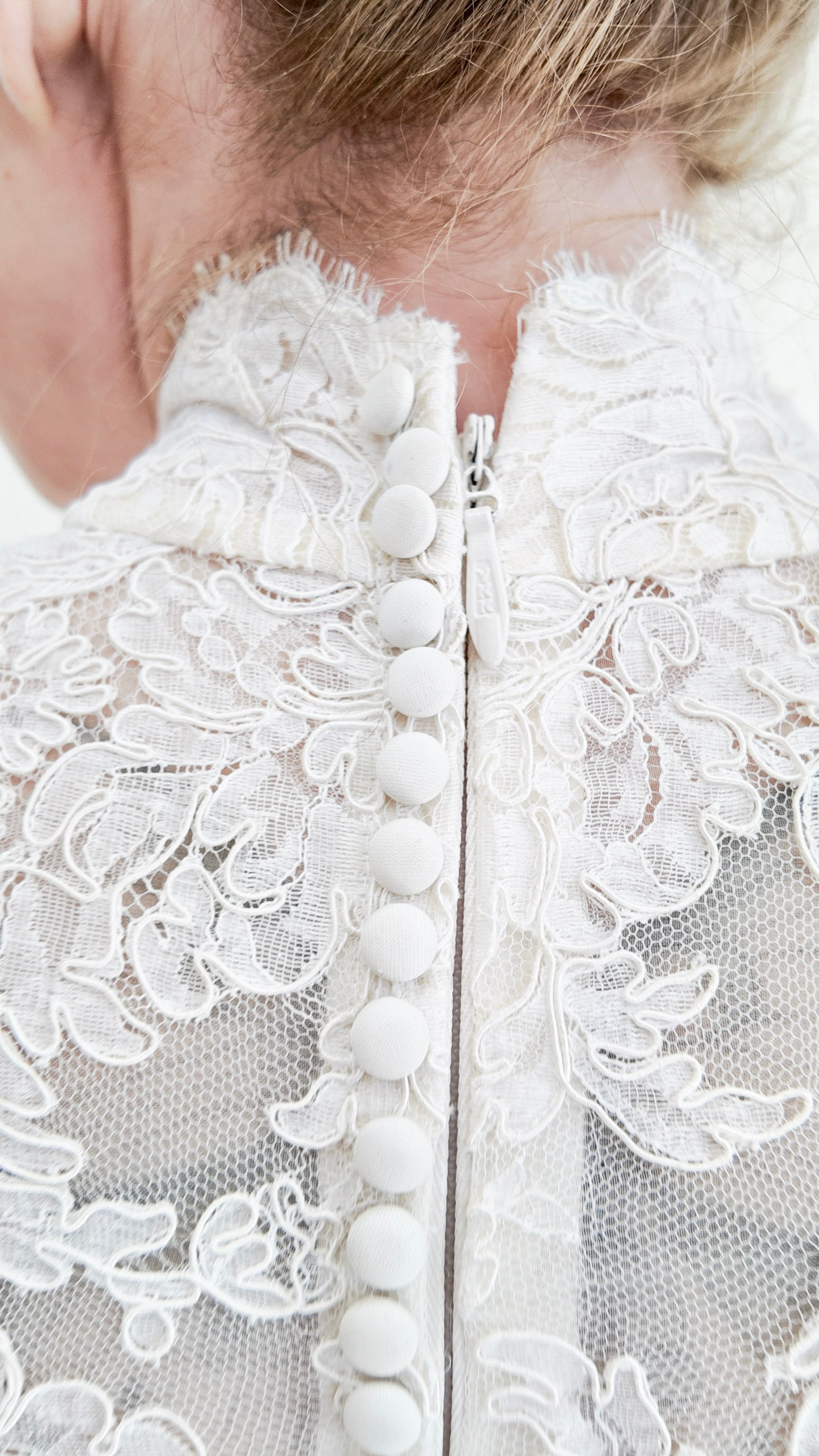 1960's Vintage Balloon Sleeve With Lace Wedding Gown
