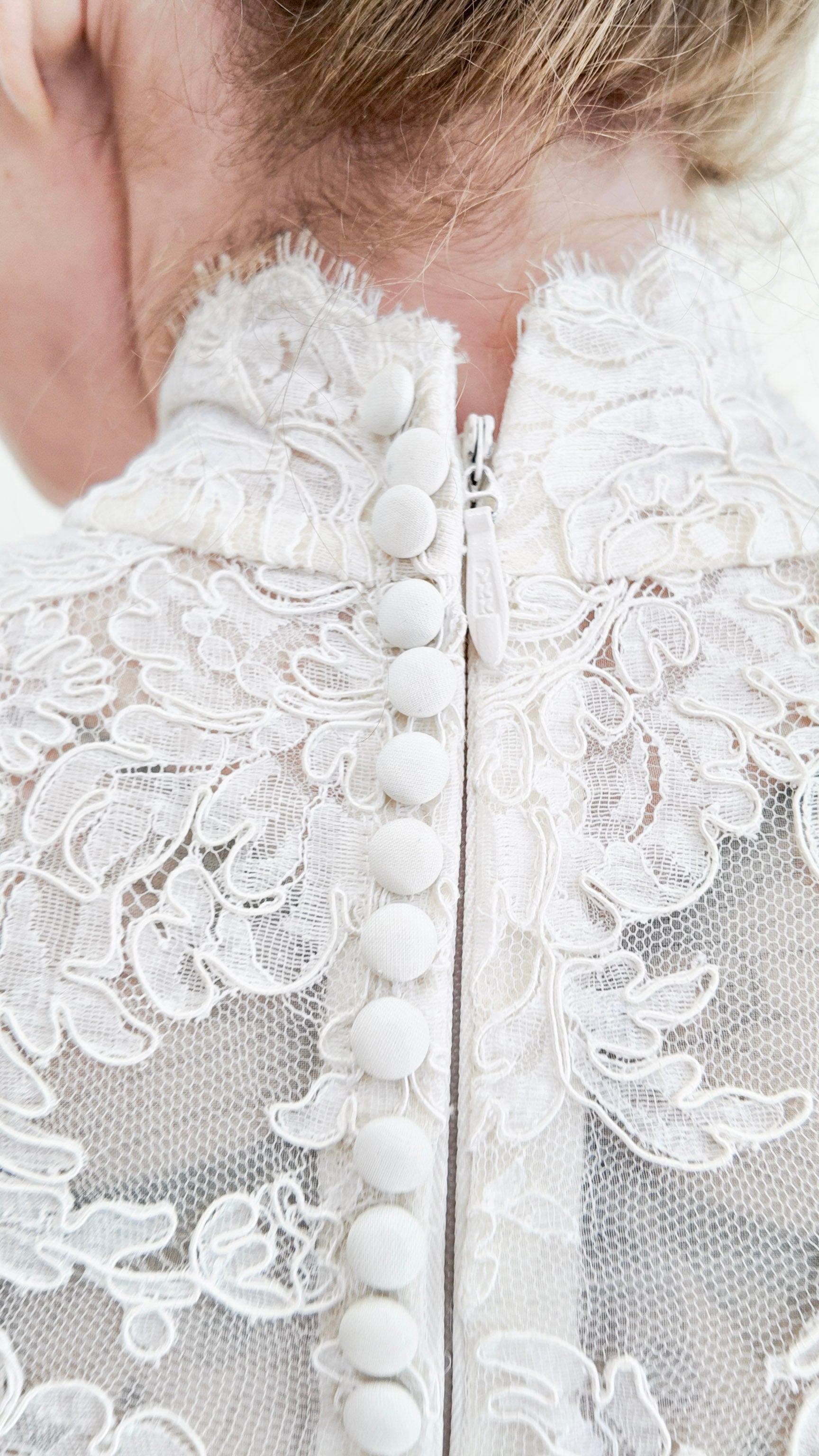 1960's Vintage Balloon Sleeve With Lace Wedding Gown - The Kit Vintage