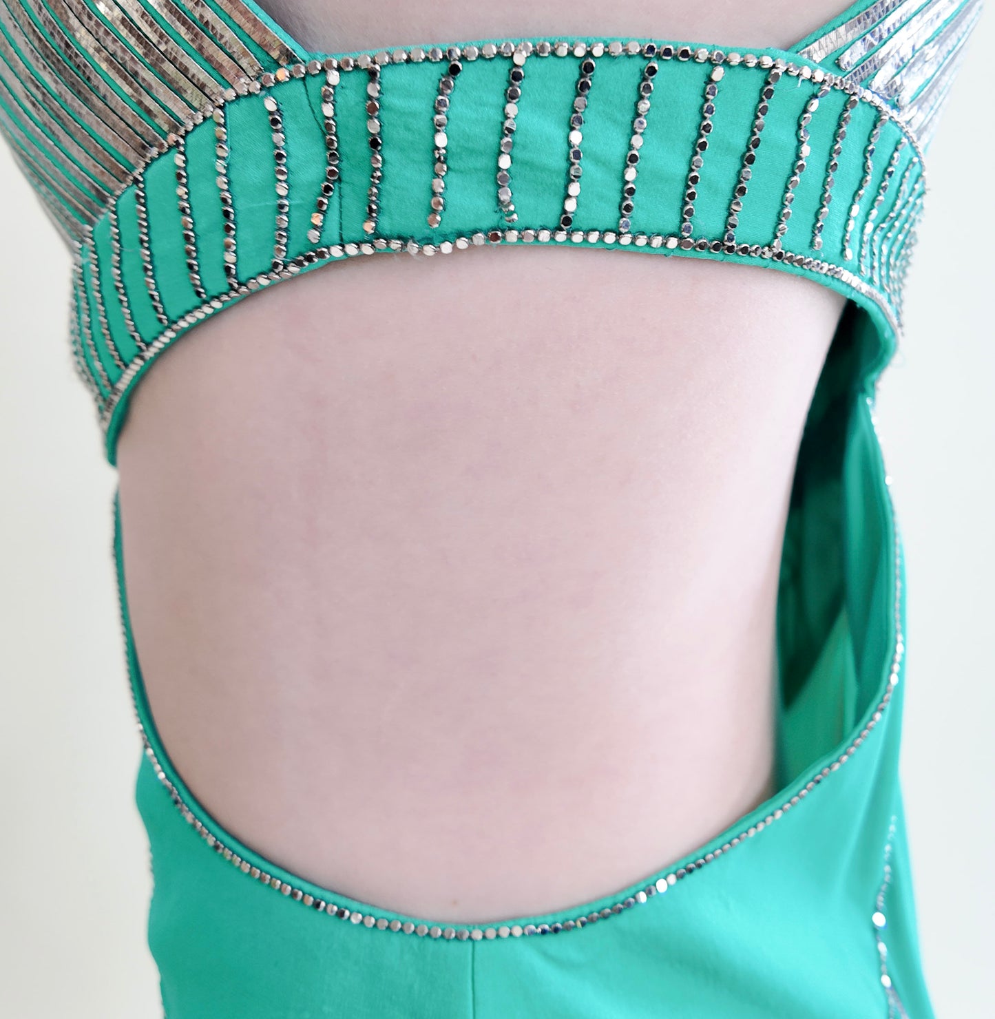 Versace Documented Runway Spring 2010 Aqua Metal Studded One Shoulder Gown