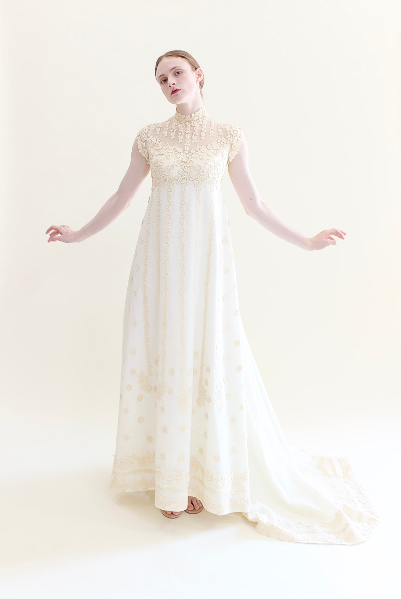 Teeny by Priscilla of Boston 1970's Cotton and Lace Wedding Gown - The Kit Vintage