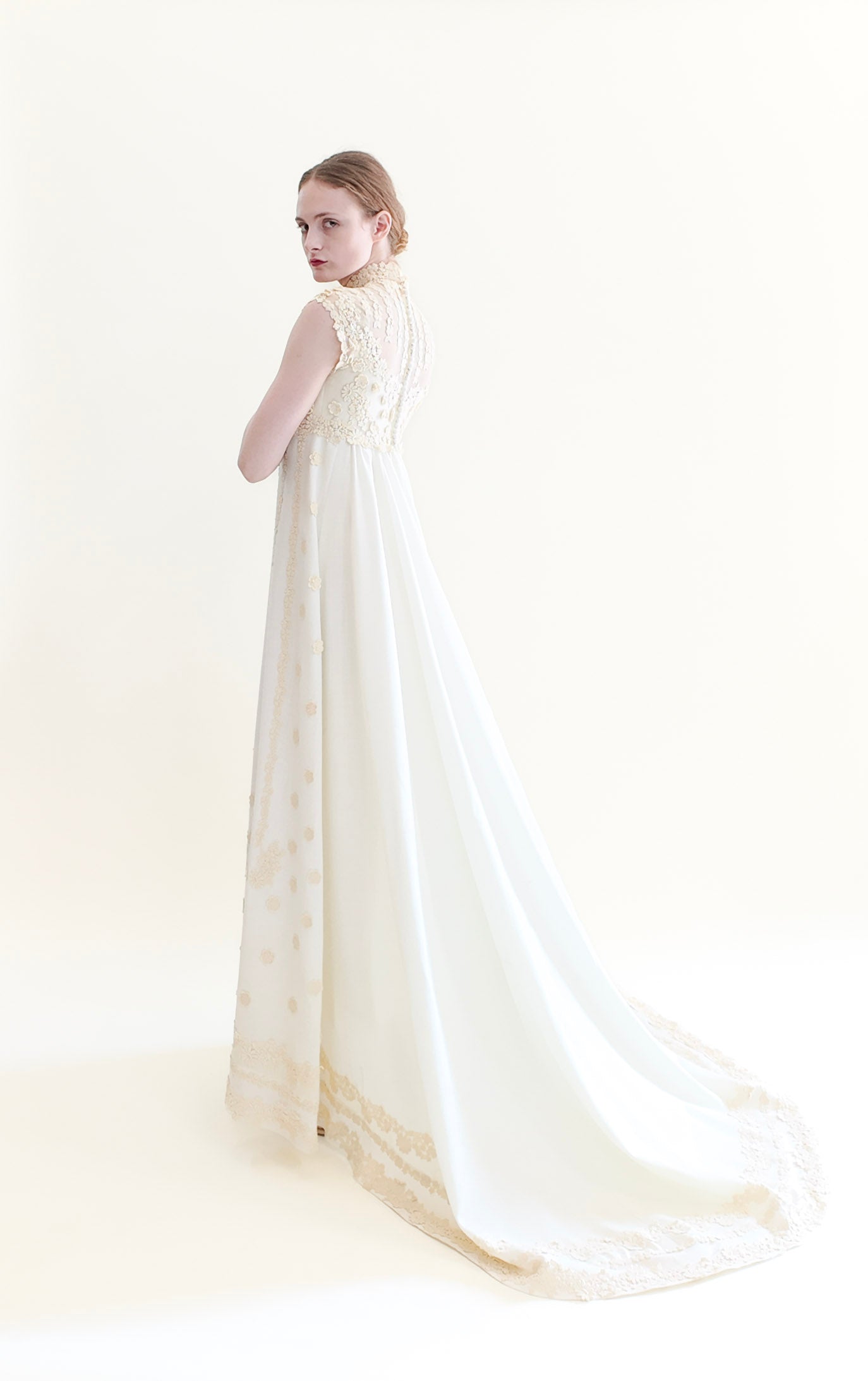 Teeny by Priscilla of Boston 1970's Cotton and Lace Wedding Gown - The Kit Vintage