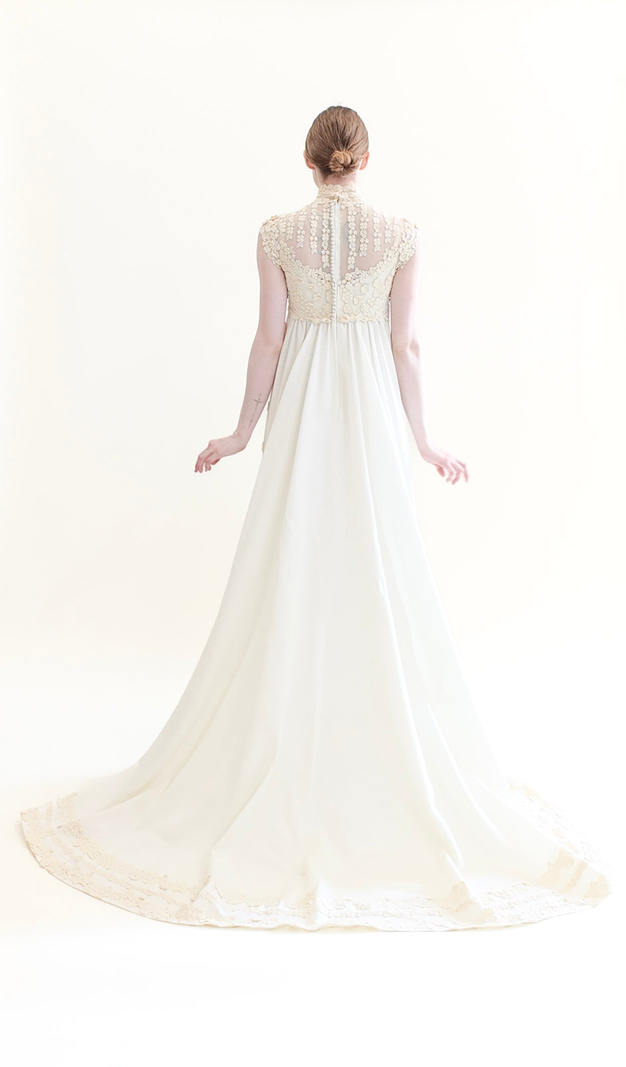 Teeny by Priscilla of Boston 1970's Cotton and Lace Wedding Gown - The Kit Vintage