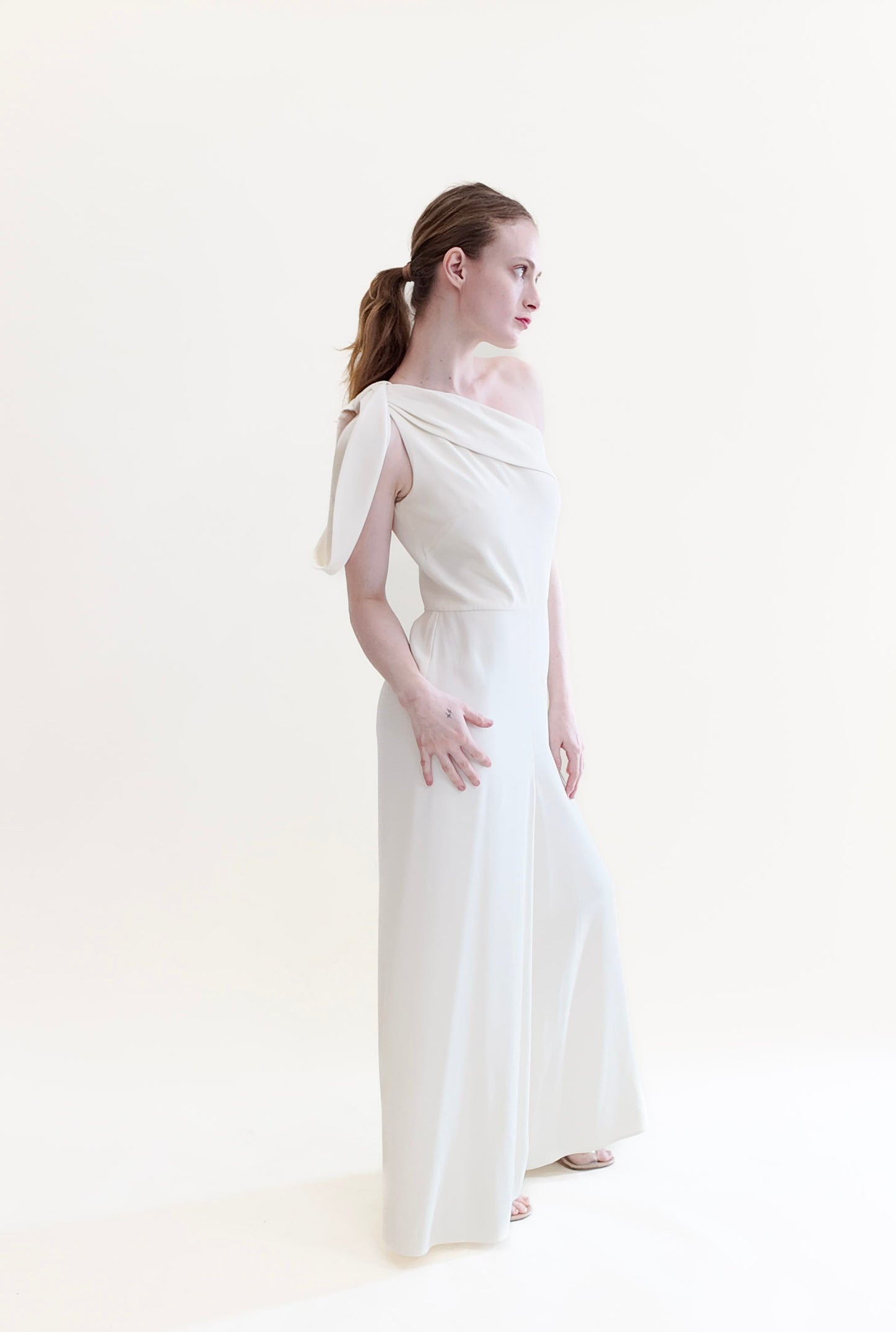 Alexander McQueen White One Shoulder Jumpsuit
