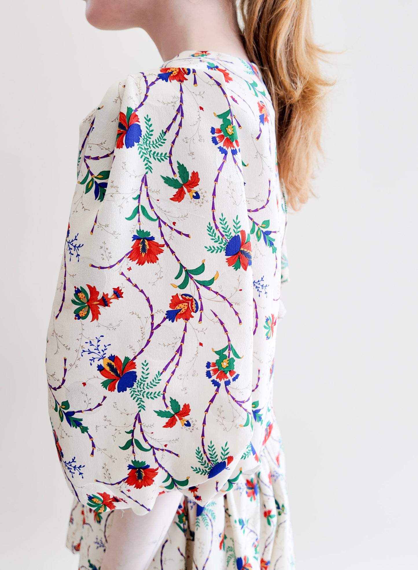 Oscar De La Renta Beige Floral Print Belted Mini Dress