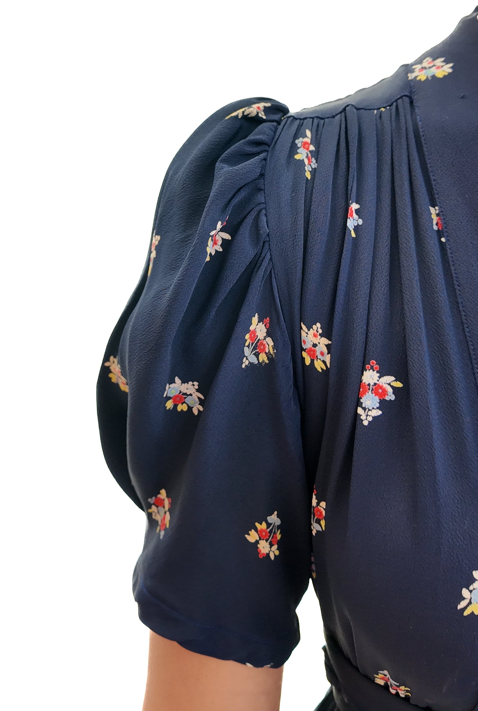 Ossie Clark 1969 "Bridget" Dress, Navy Wrap Dress Low Neckline - The Kit Vintage