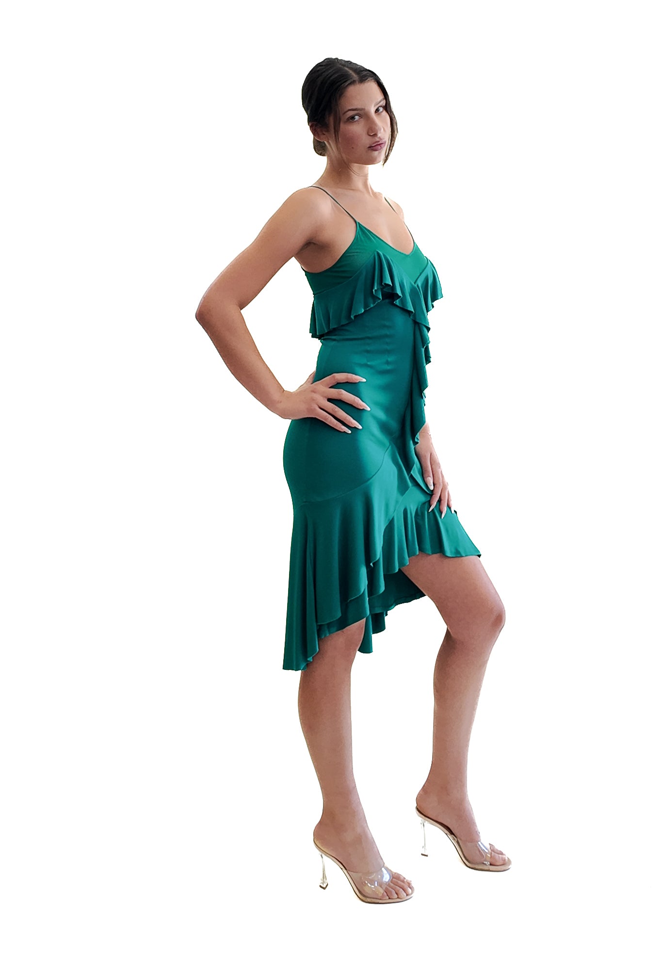 Tom Ford for YSL 2003 Turquoise Midi Ruffle Dress - The Kit Vintage