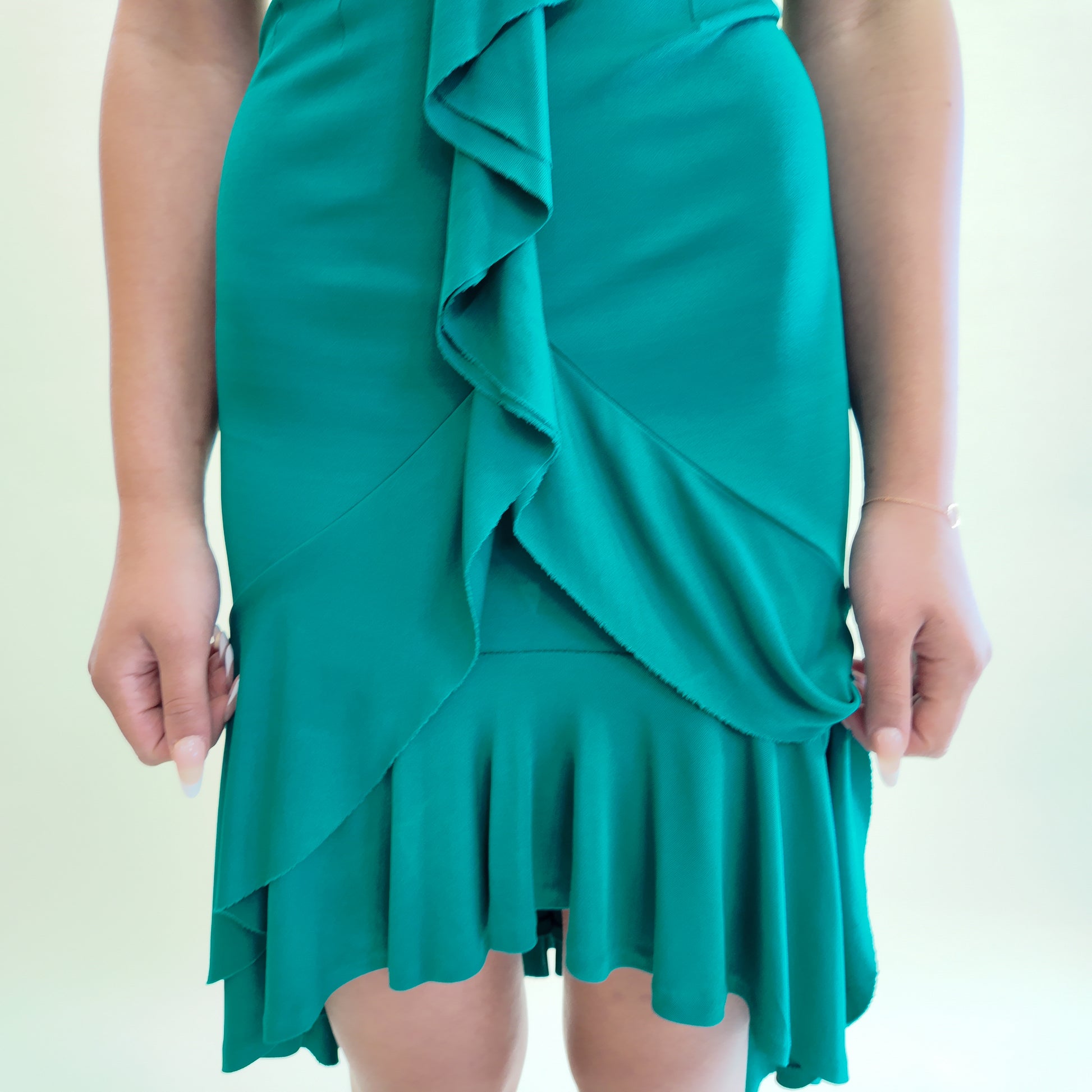 Tom Ford for YSL 2003 Turquoise Midi Ruffle Dress - The Kit Vintage
