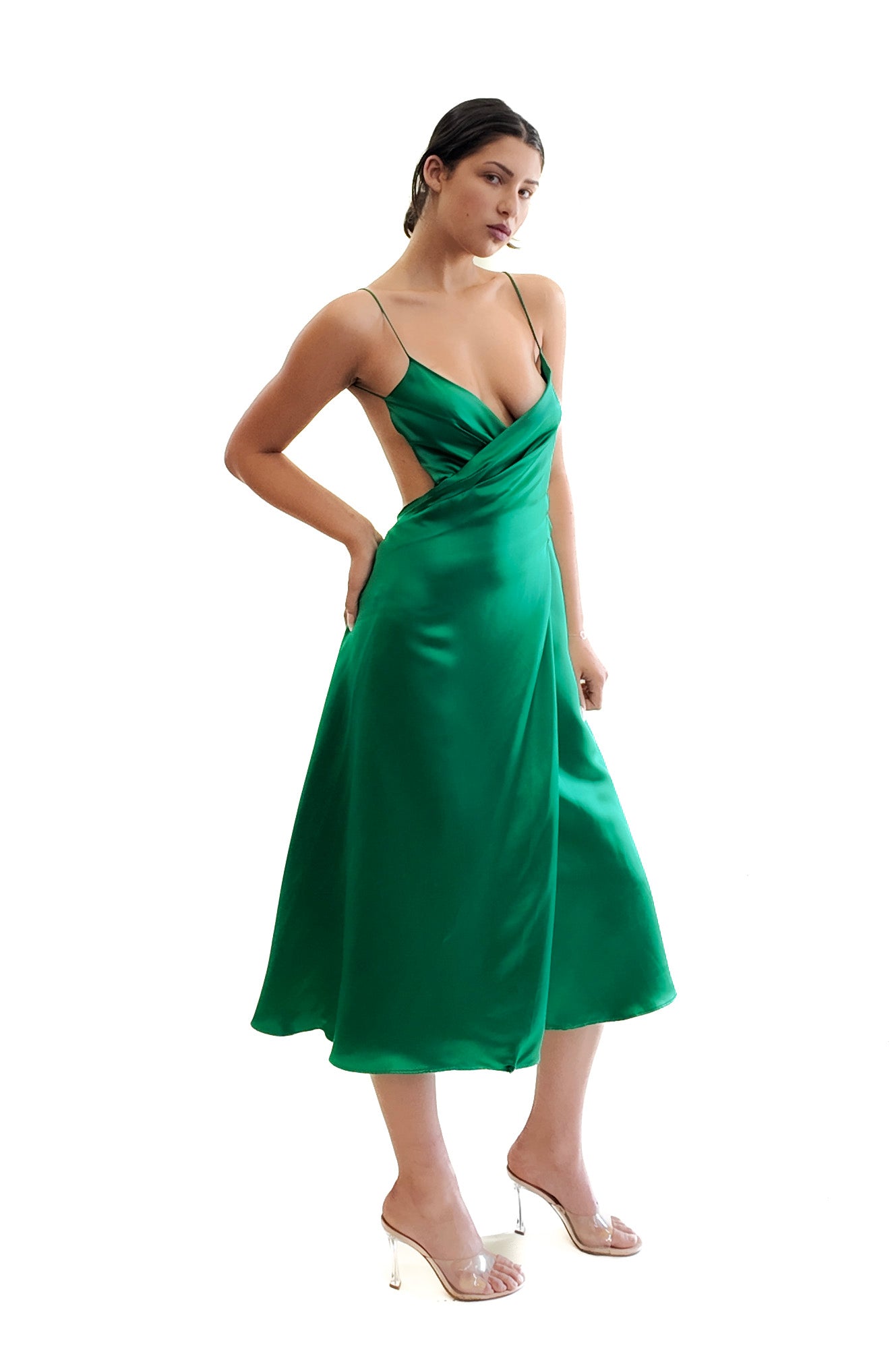 DSquared2 F/W 2005 Open Back Emerald Green Silk Dress The Kit Vintage DSquared2 F/W 2005 Open Back Emerald Green Silk Dress The Kit Vintage